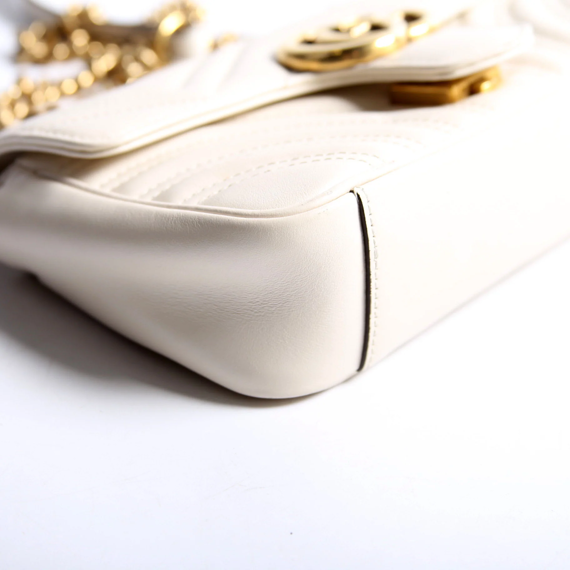 446744 Marmont Leather Shooulder Mini Flap White/Gold - Image 6