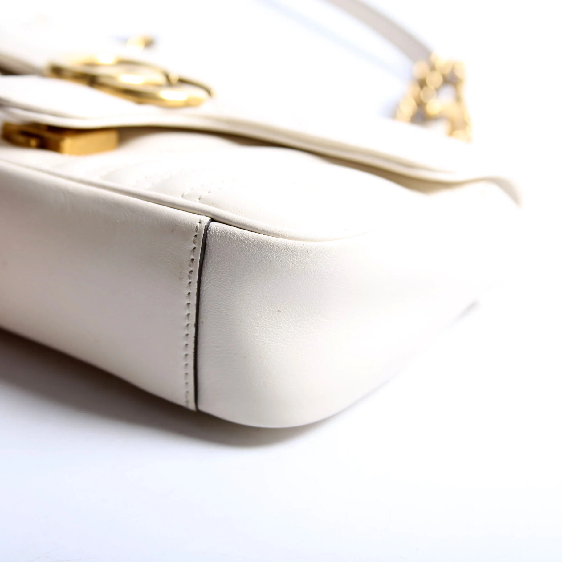446744 Marmont Leather Shooulder Mini Flap White/Gold - Image 7
