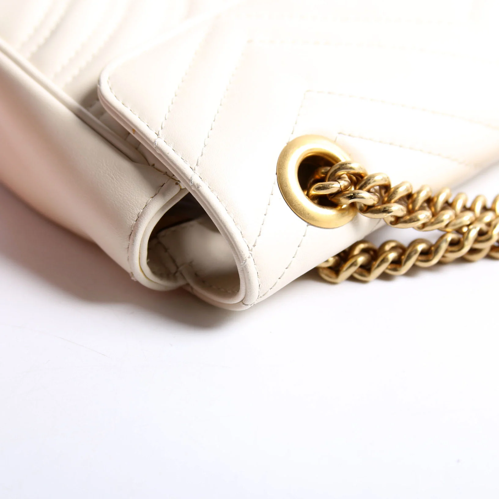 446744 Marmont Leather Shooulder Mini Flap White/Gold - Image 8
