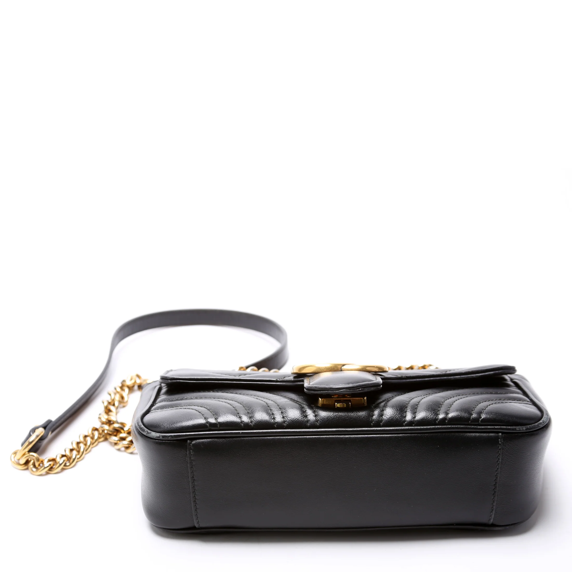 446744 Marmont Leather Shoulder Flap Mini Black - Image 4