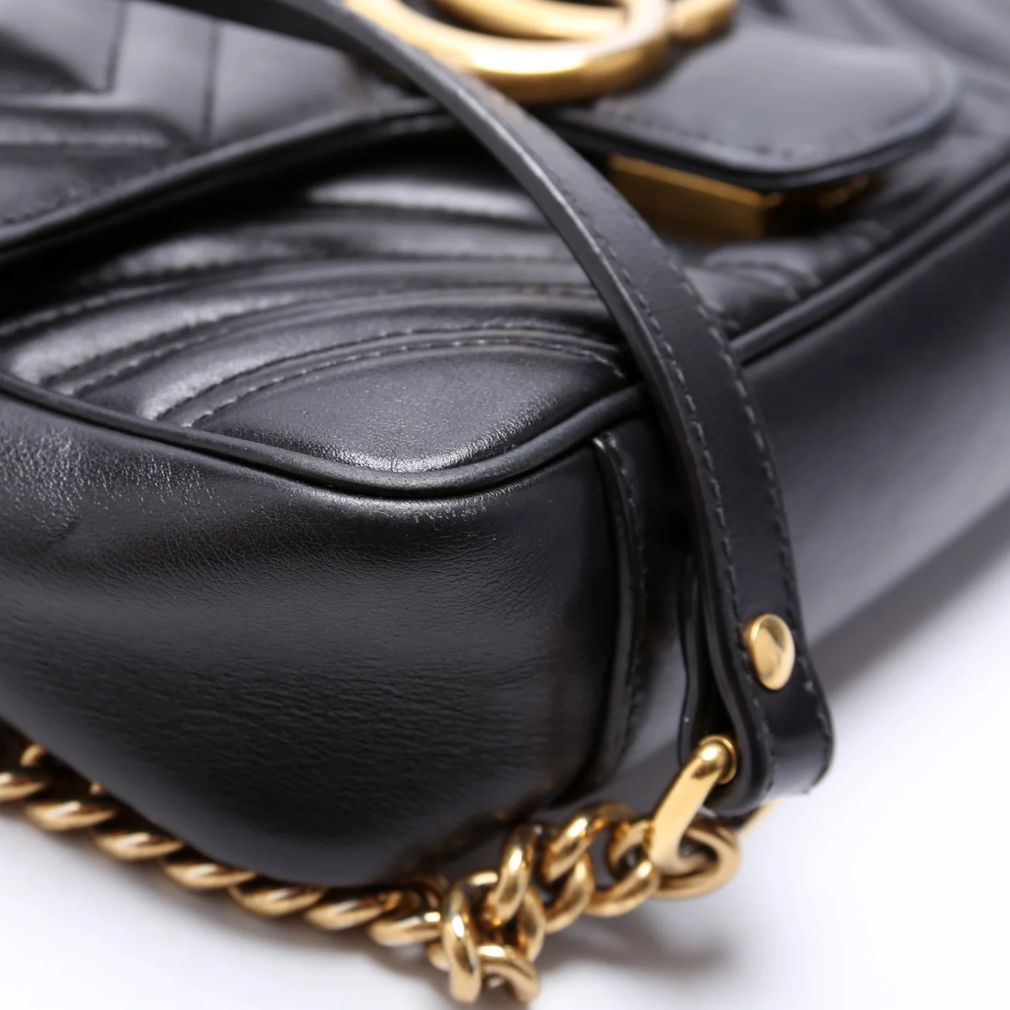 446744 Marmont Leather Shoulder Mini Flap Black - Image 4