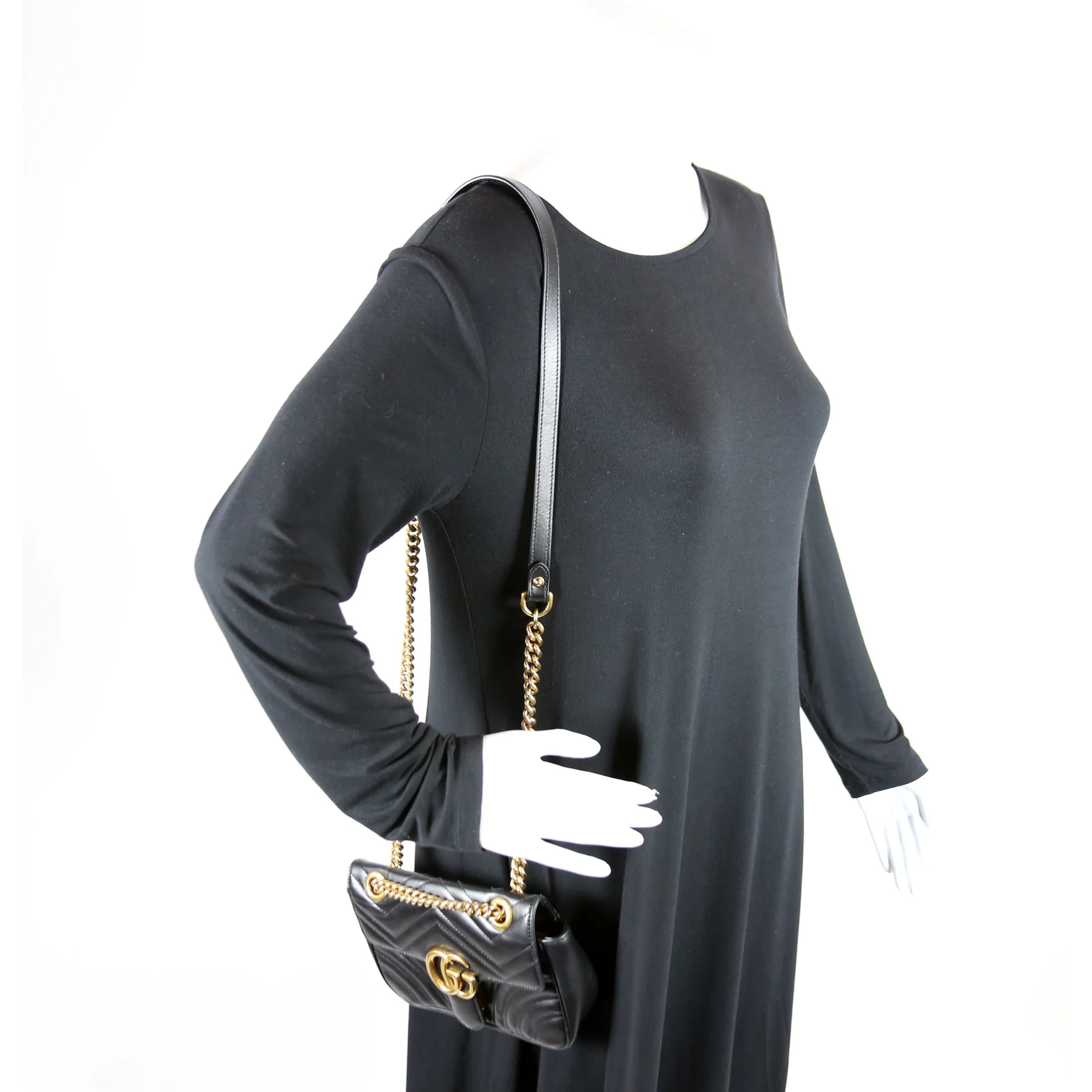 446744 Marmont Leather Shoulder Mini Flap Black - Image 10