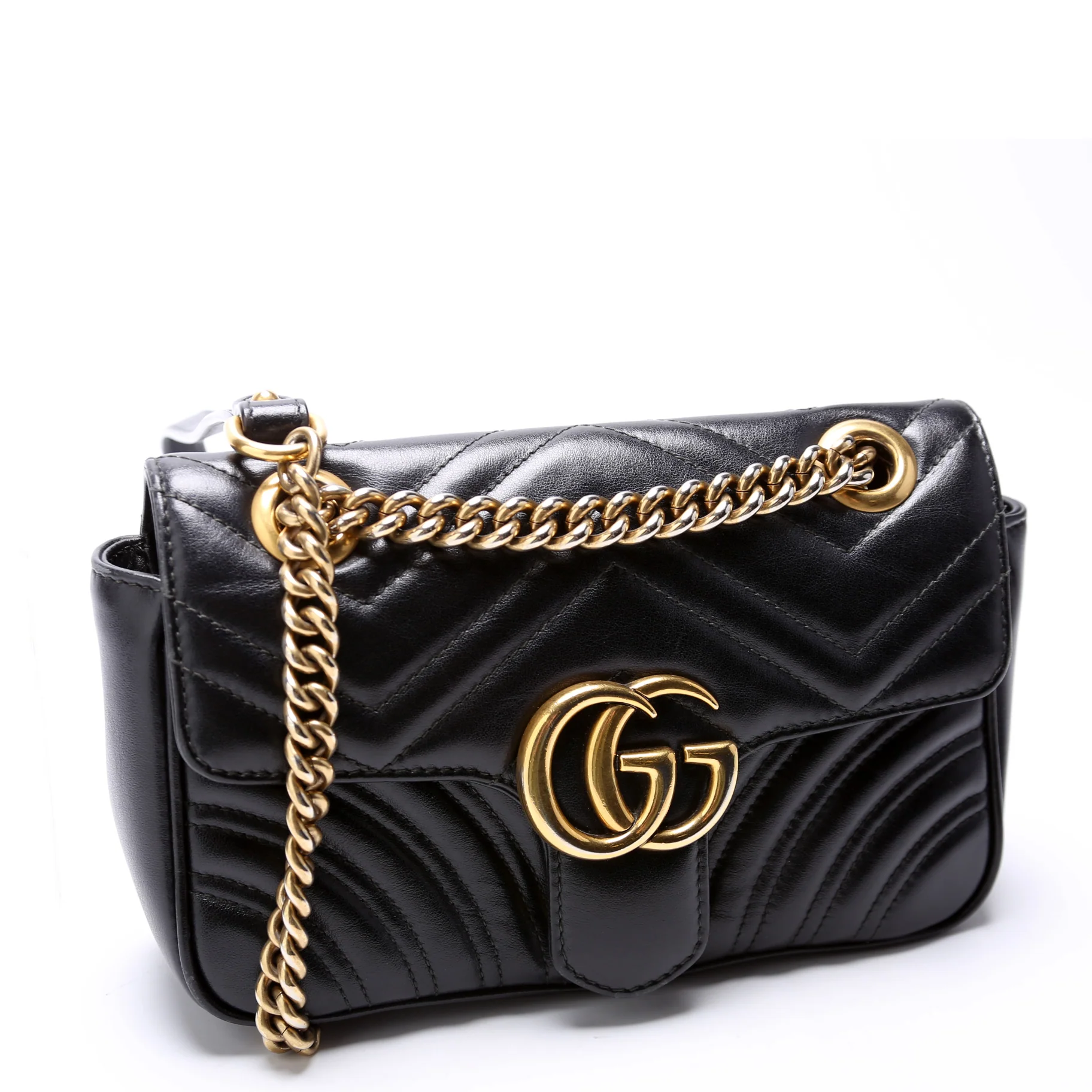 446744 Marmont Leather Shoulder Mini Flap Black - Image 2
