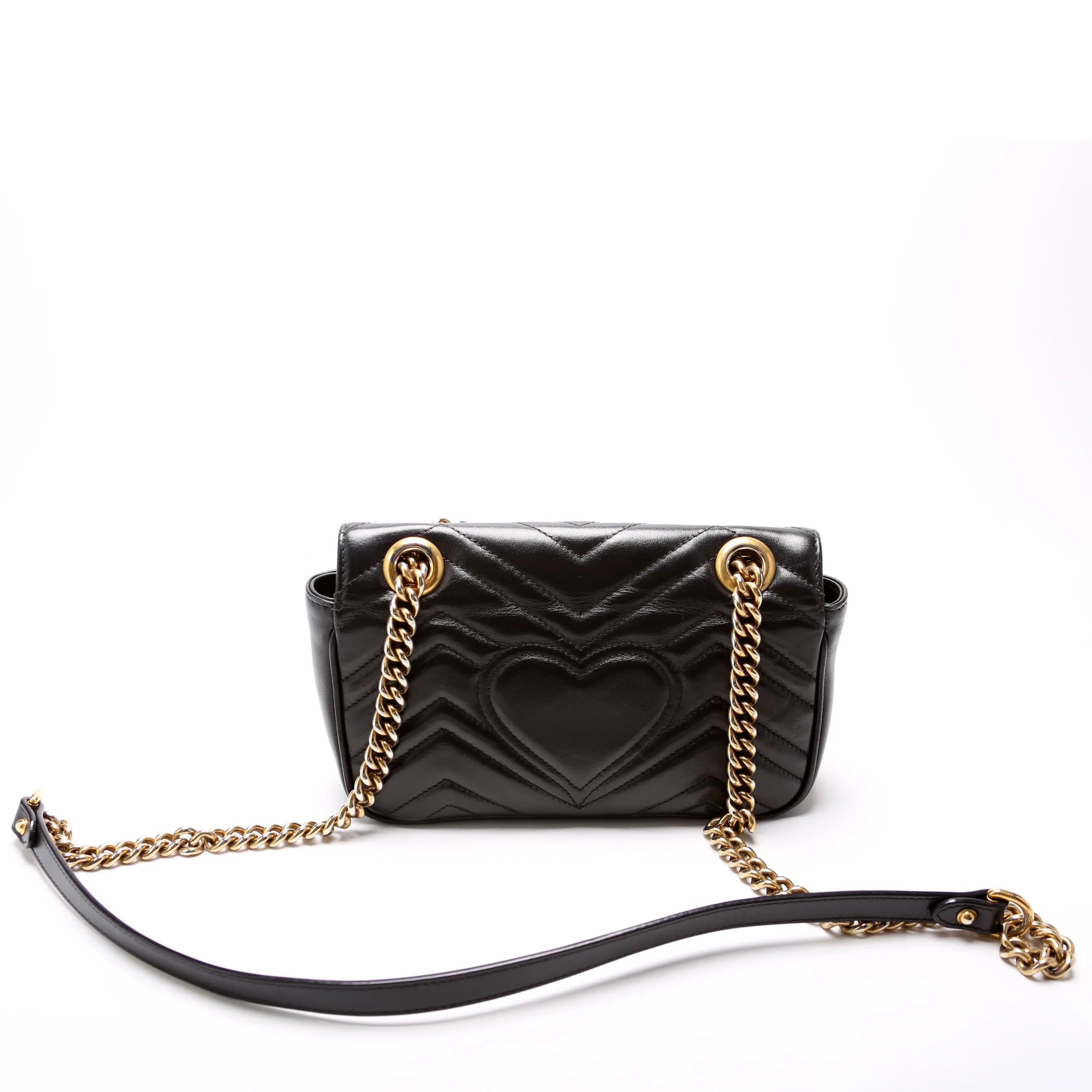 446744 Marmont Leather Shoulder Mini Flap Black - Image 3