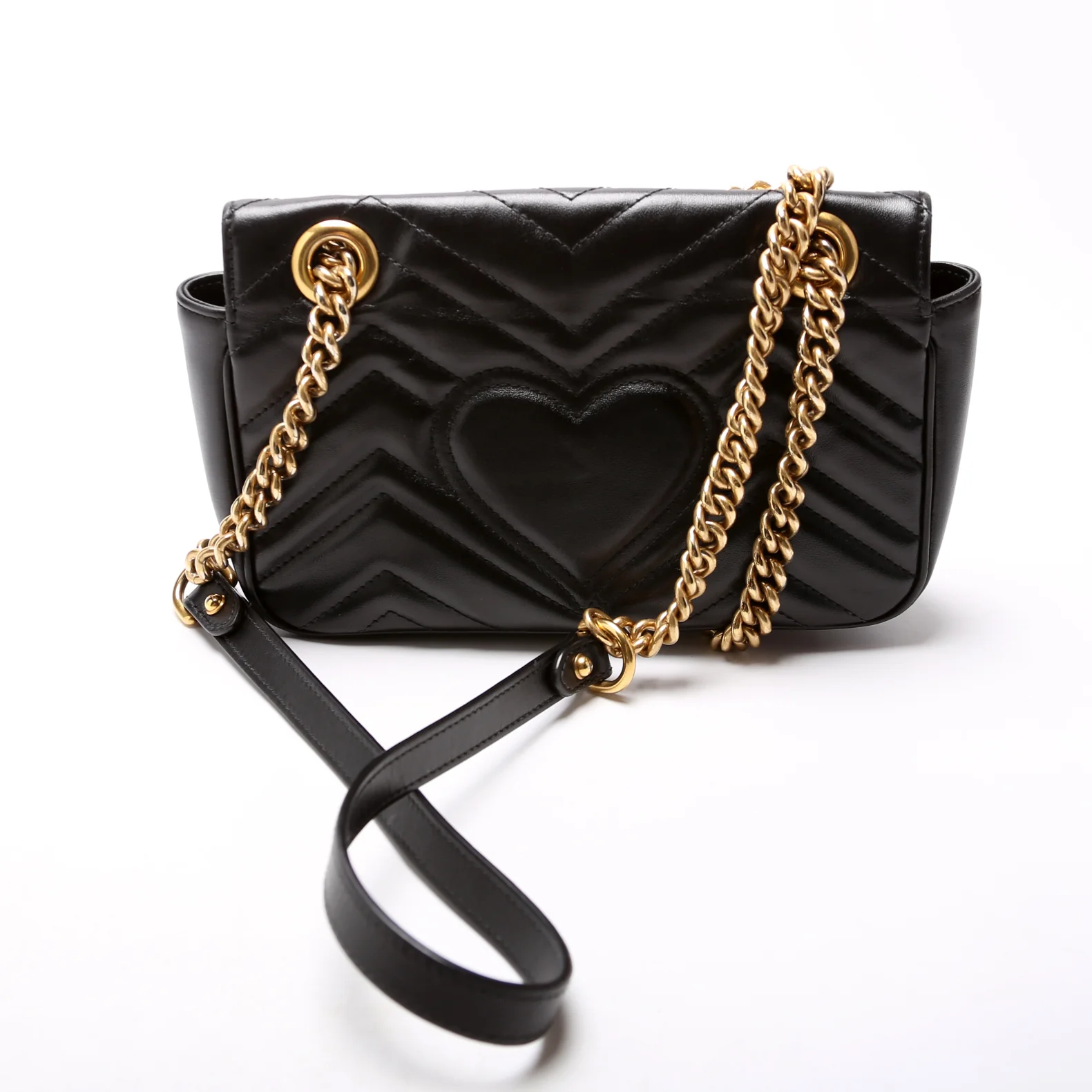 446744 Marmont Leather Shoulder Mini Flap Black - Image 2