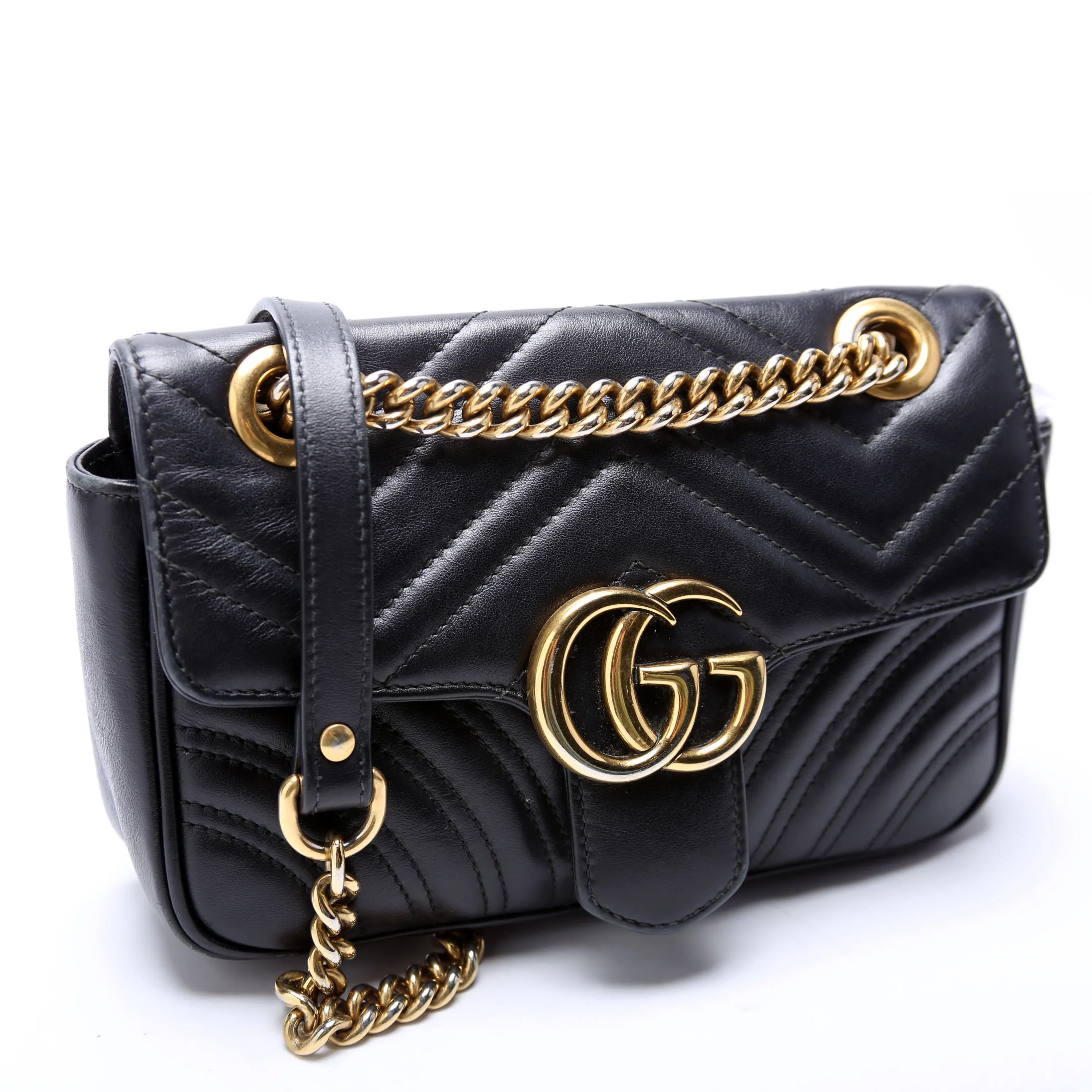446744 Marmont Leather Shoulder Mini Flap Black - Image 2