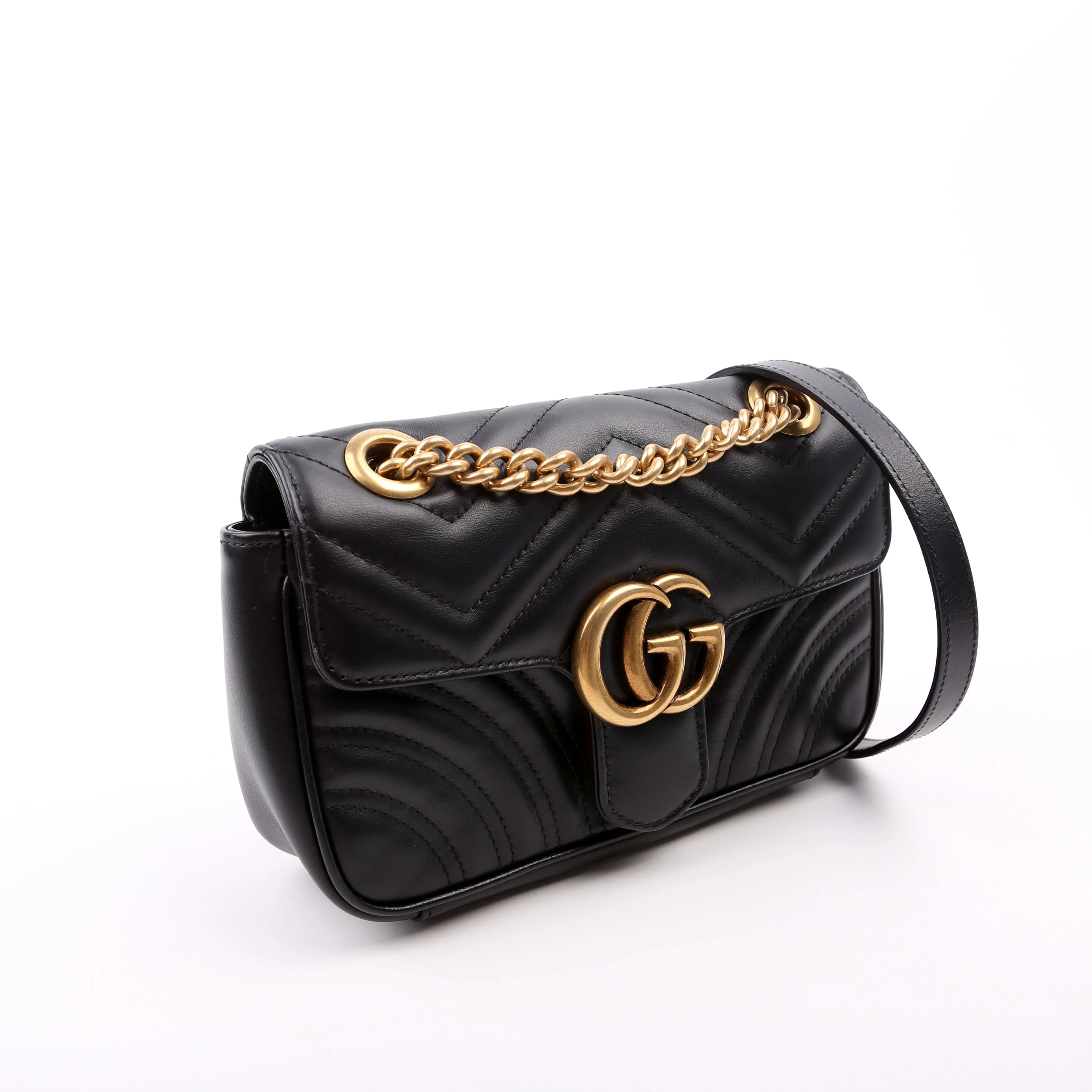 446744 Marmont Leather Shoulder Mini Flap Black - Image 2