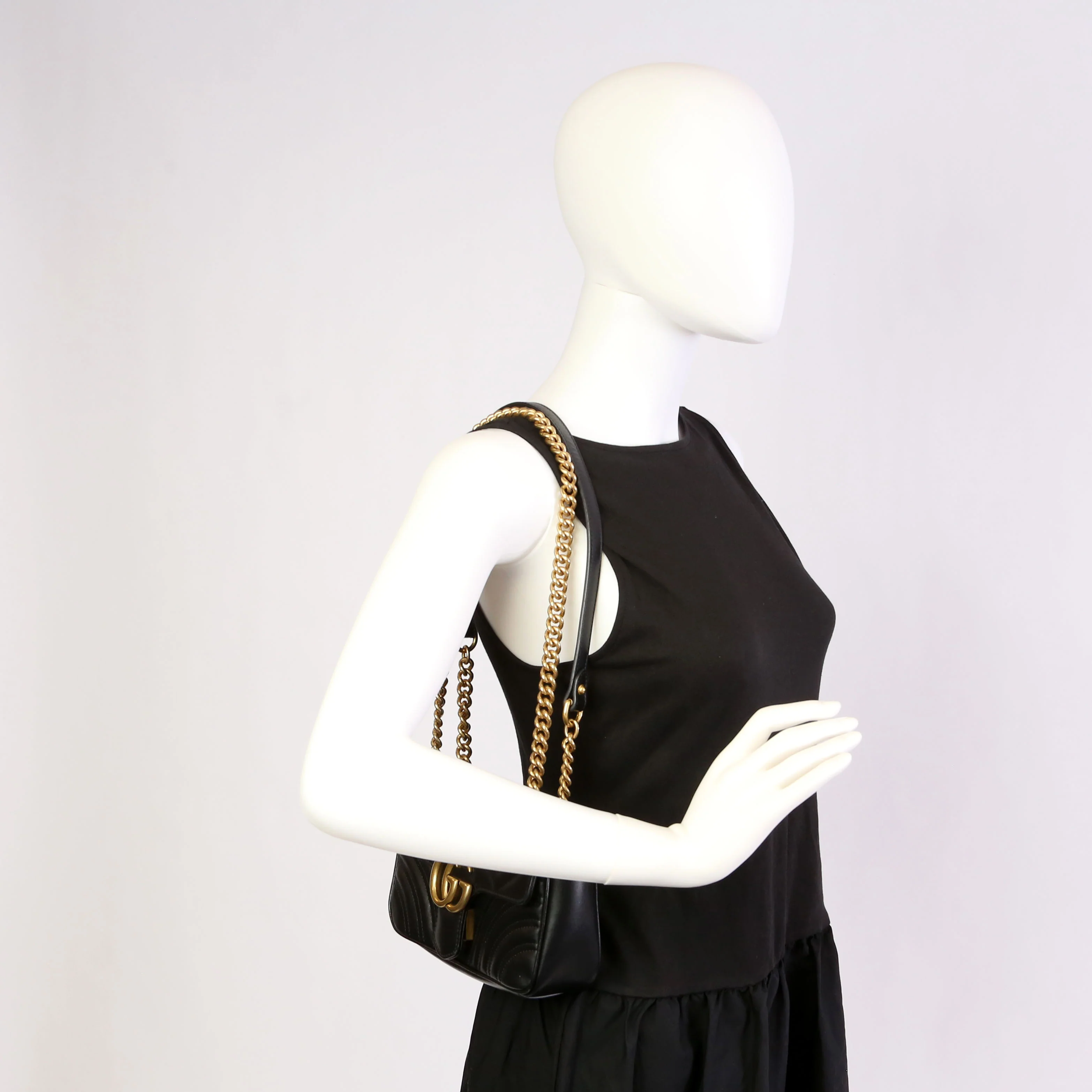 446744 Marmont Leather Shoulder Mini Flap Black - Image 11