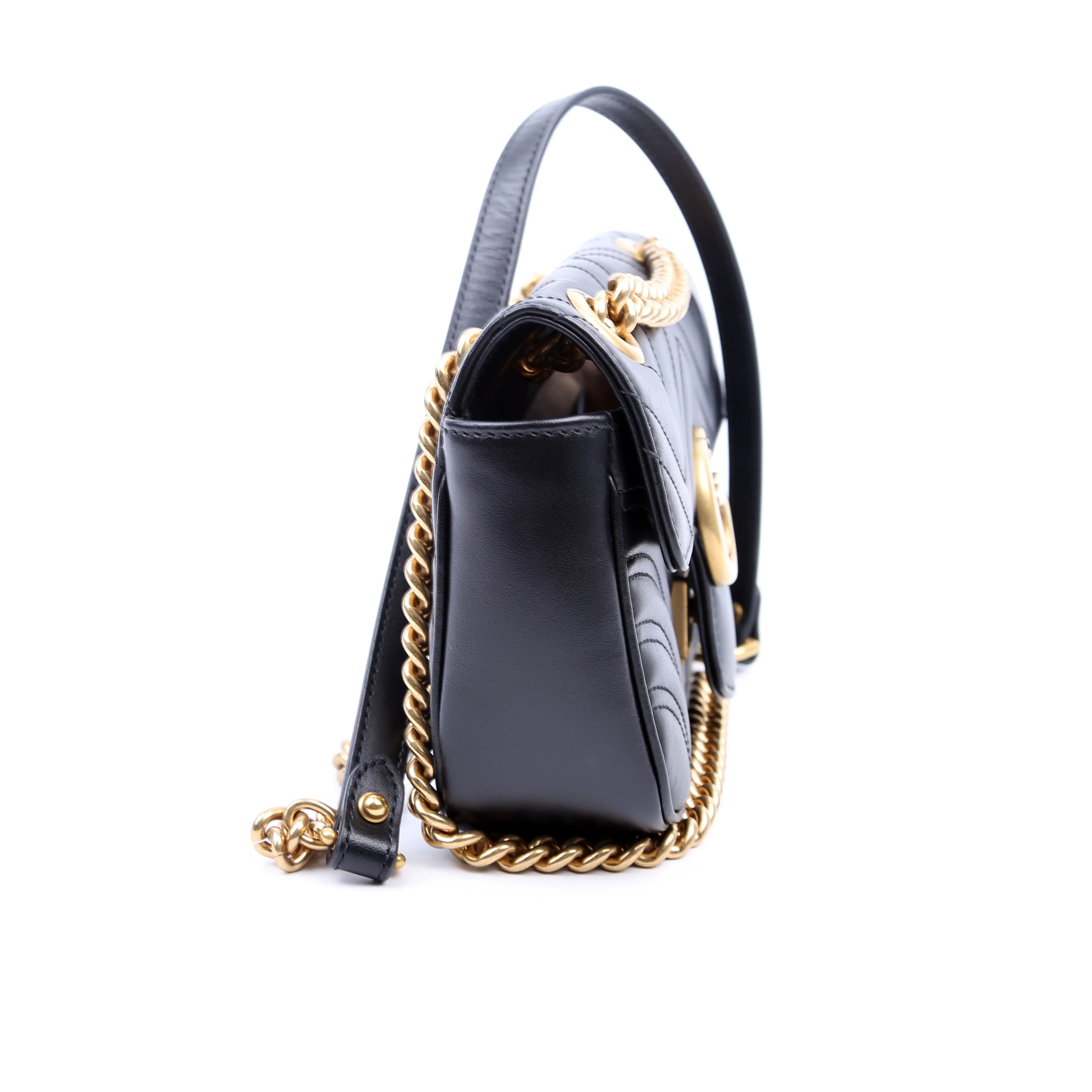 446744 Marmont Leather Shoulder Mini Flap Black - Image 3