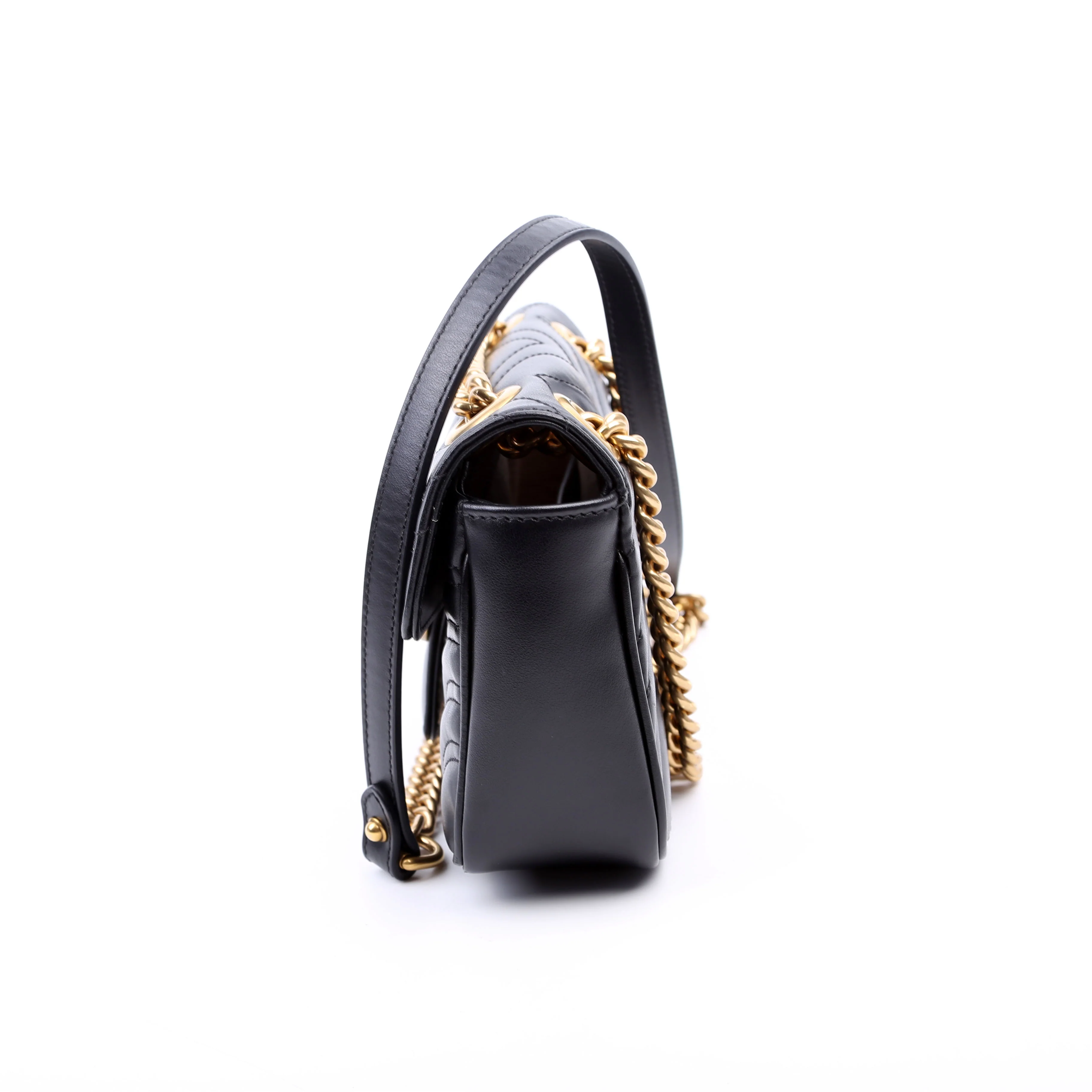 446744 Marmont Leather Shoulder Mini Flap Black - Image 4