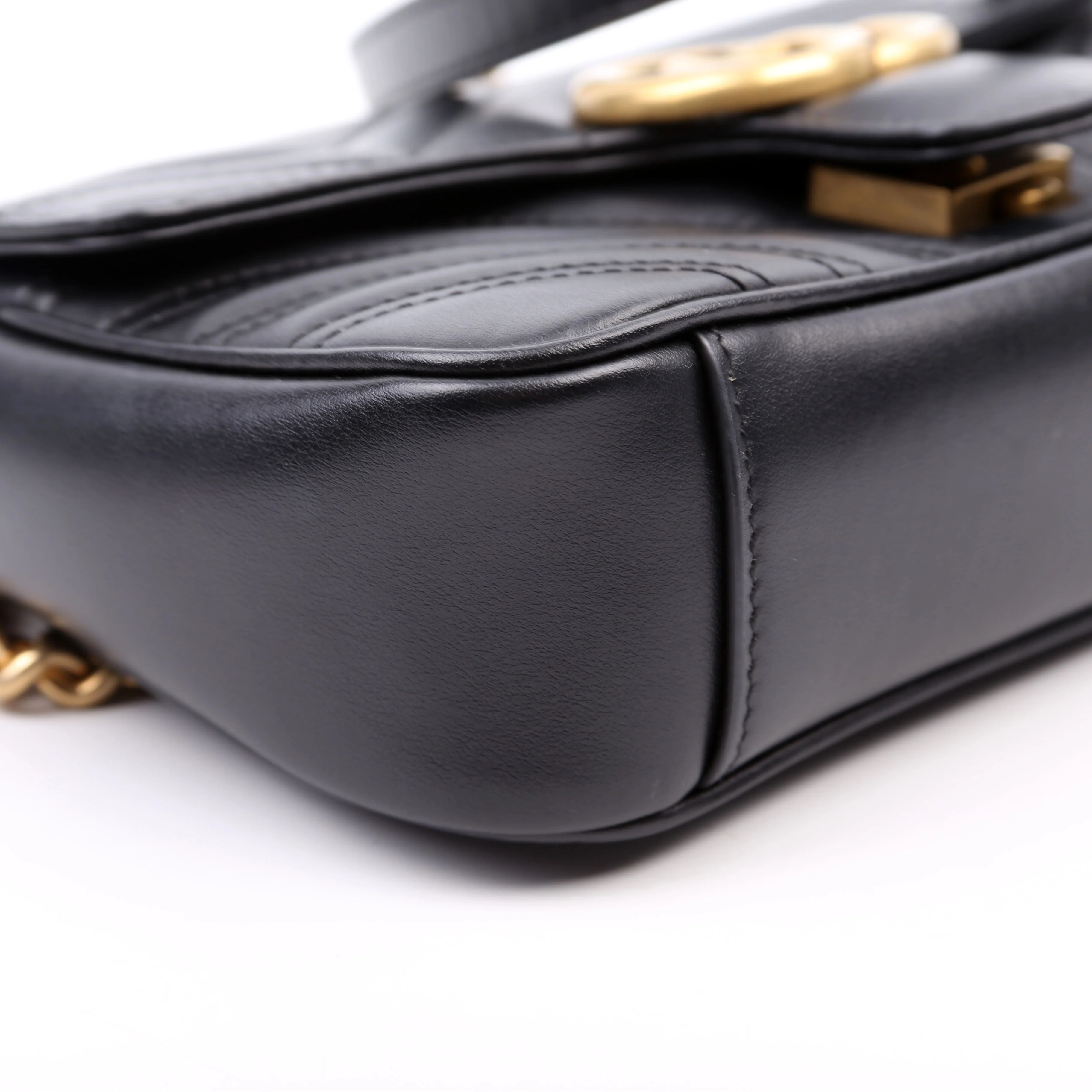 446744 Marmont Leather Shoulder Mini Flap Black - Image 6