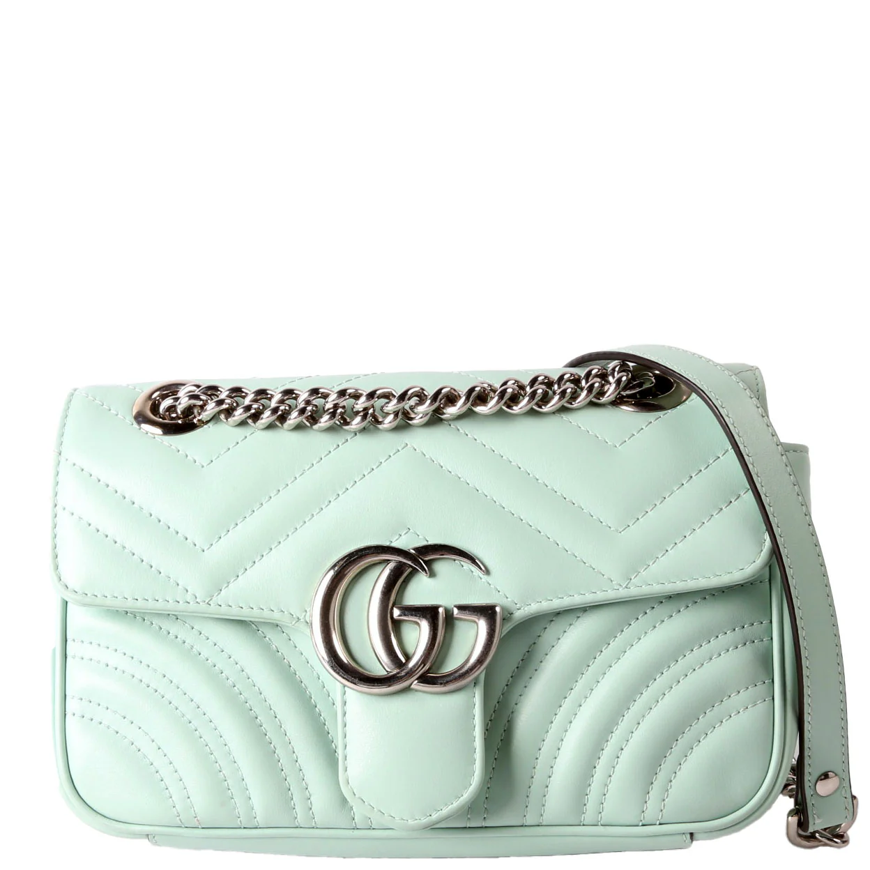 446744 Marmont Leather Shoulder Mini Flap Mint