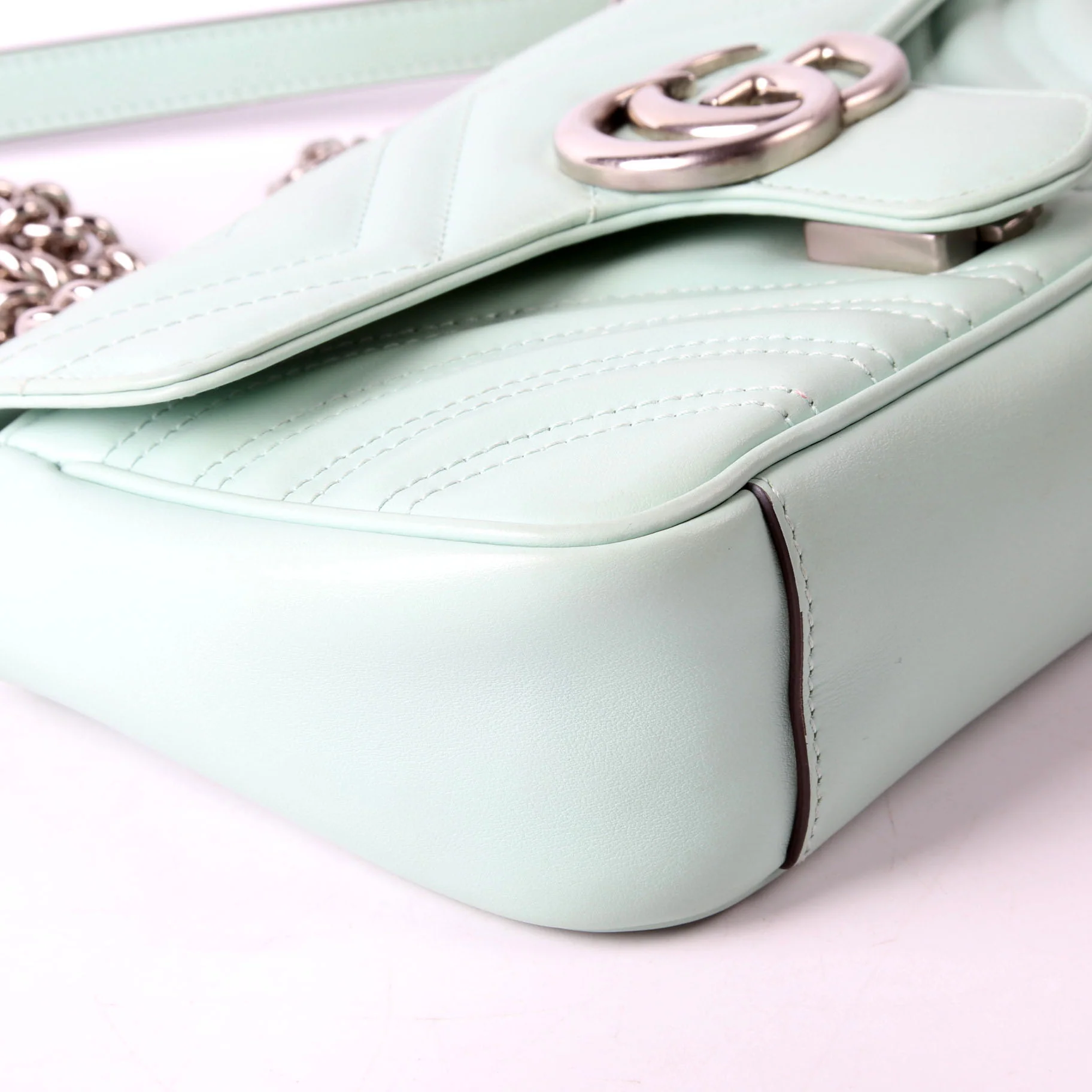 446744 Marmont Leather Shoulder Mini Flap Mint - Image 4