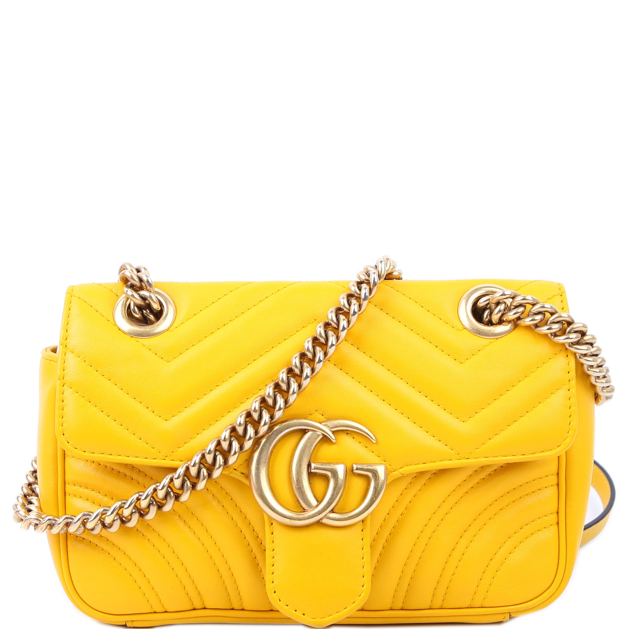 446744 Marmont Leather Shoulder Mini Flap Yellow