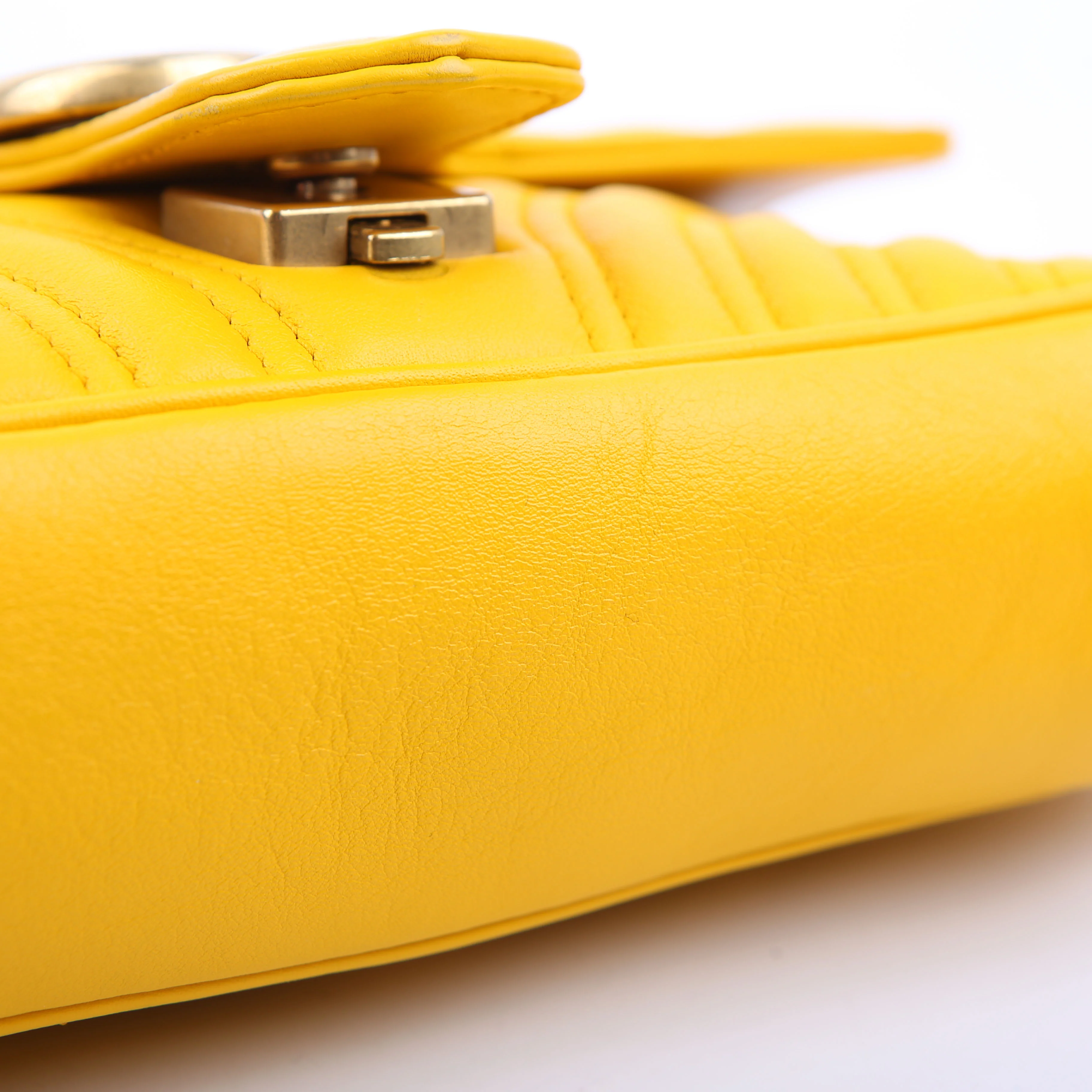 446744 Marmont Leather Shoulder Mini Flap Yellow - Image 11
