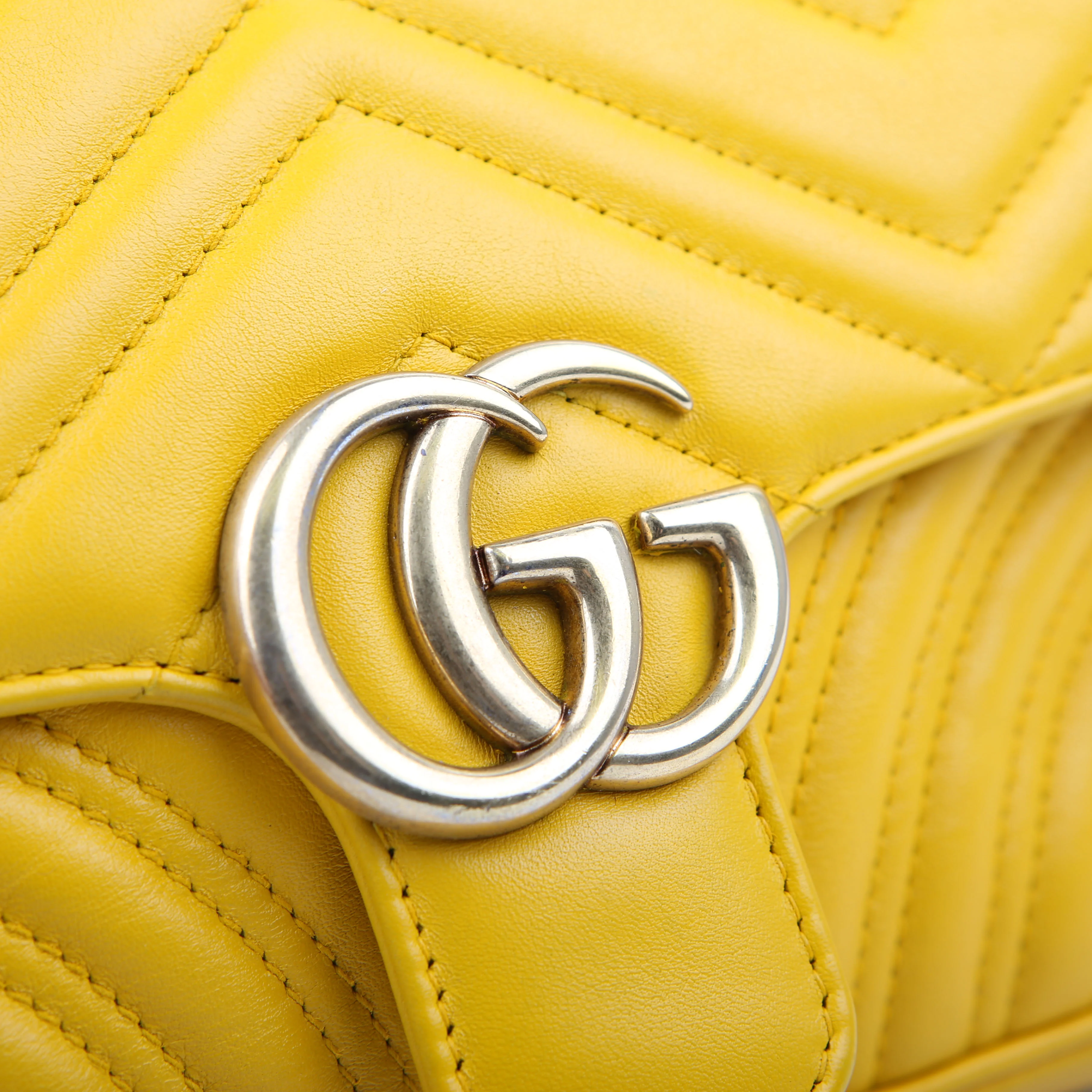 446744 Marmont Leather Shoulder Mini Flap Yellow - Image 14