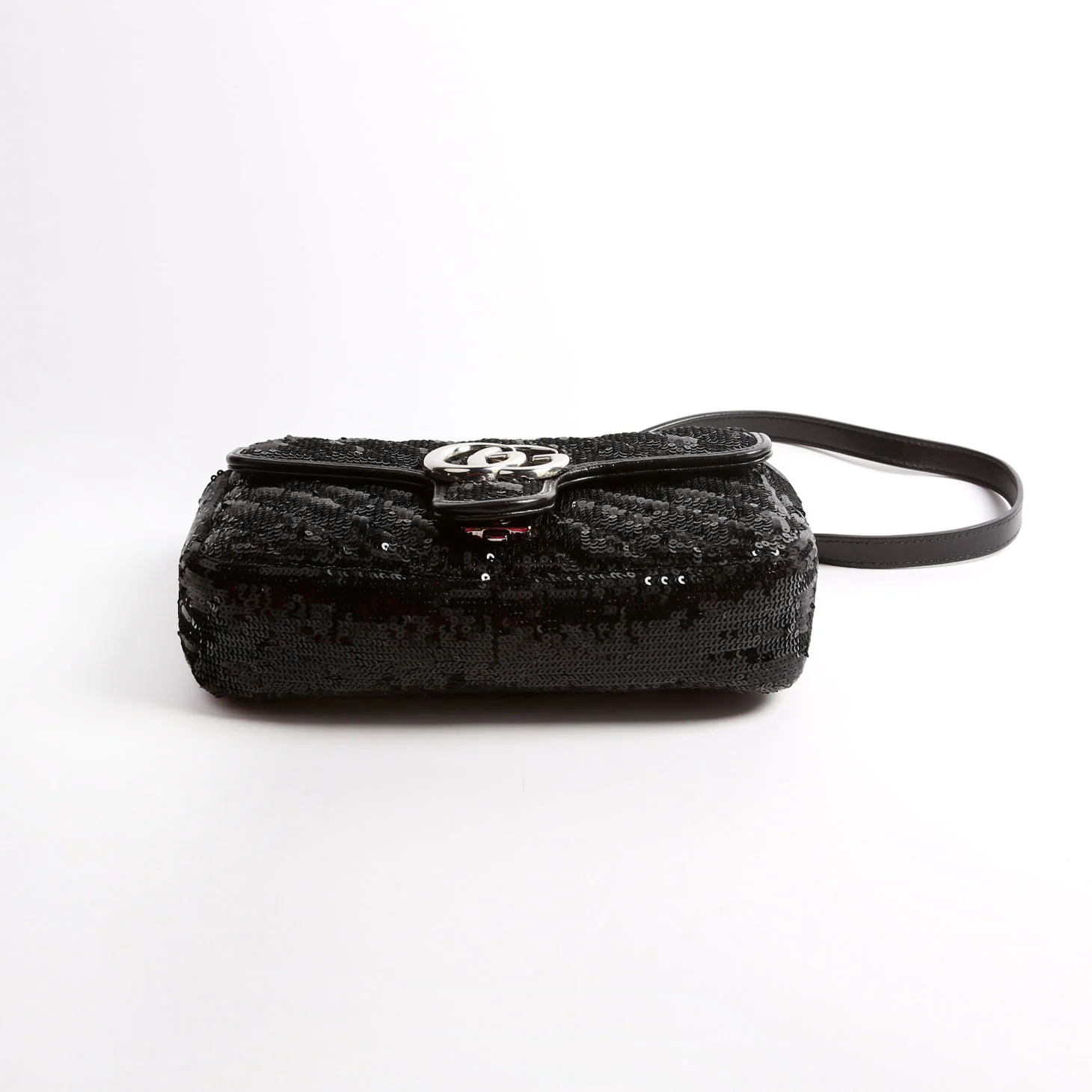 446744 Marmont Sequin Shoulder Mini Flap Black - Image 3