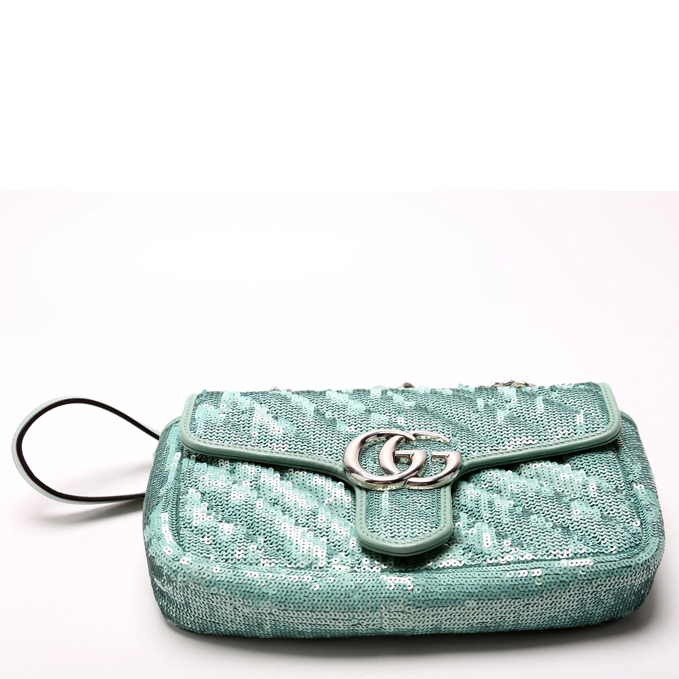 446744 Marmont Sequin Shoulder Mini Flap Teal - Image 4
