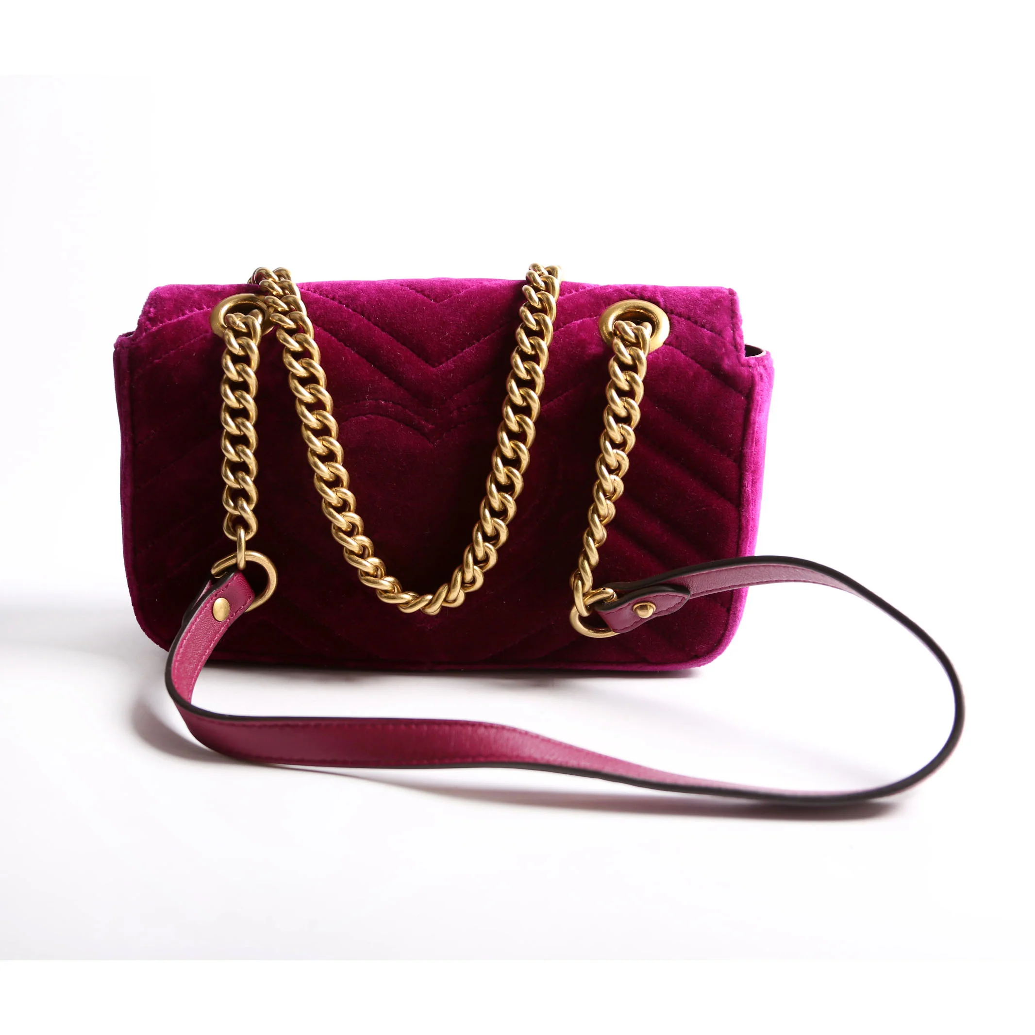 446744 Marmont Velvet Shoulder Mini Flap Purple - Image 2