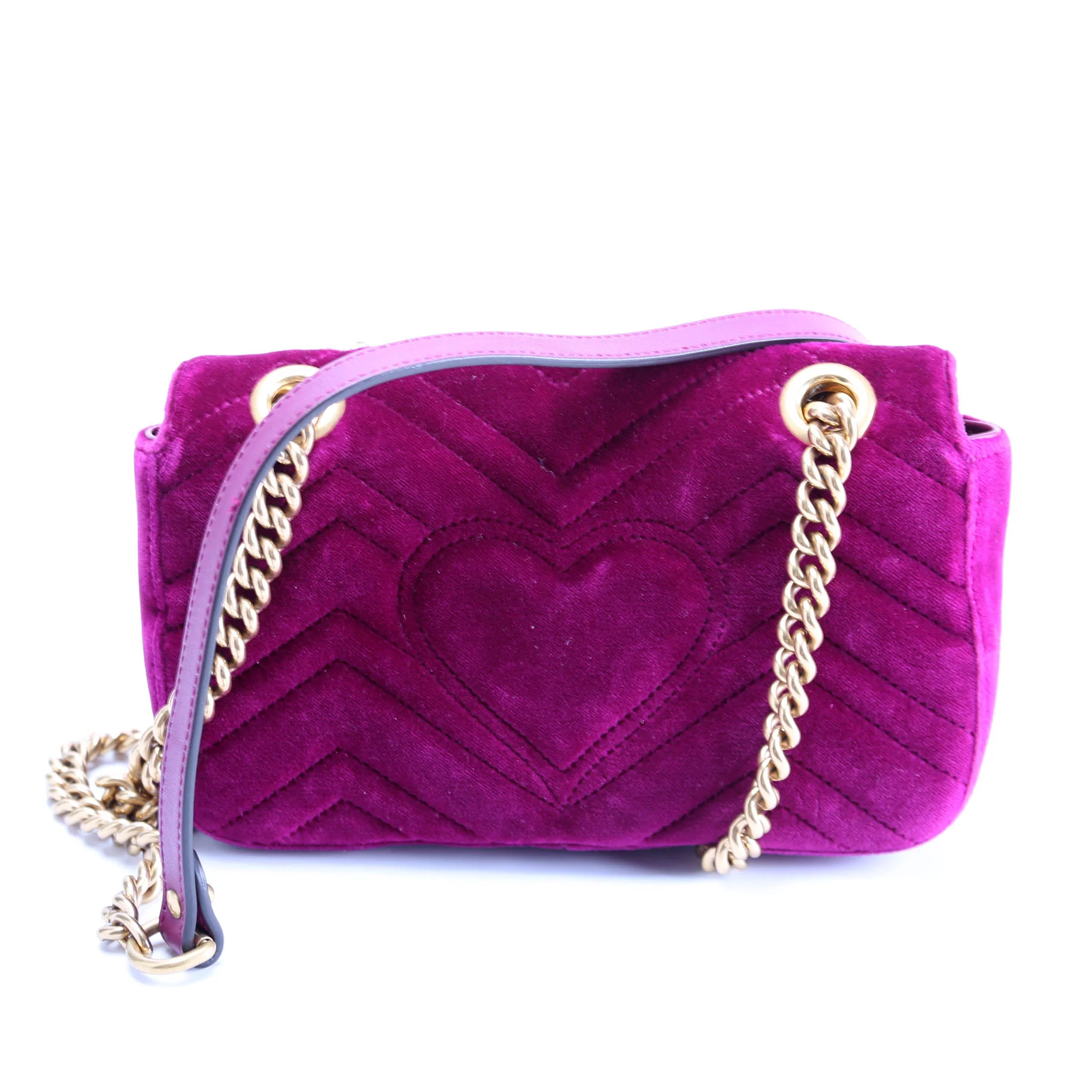 446744 Marmont Velvet Shoulder Mini Flap Purple - Image 3