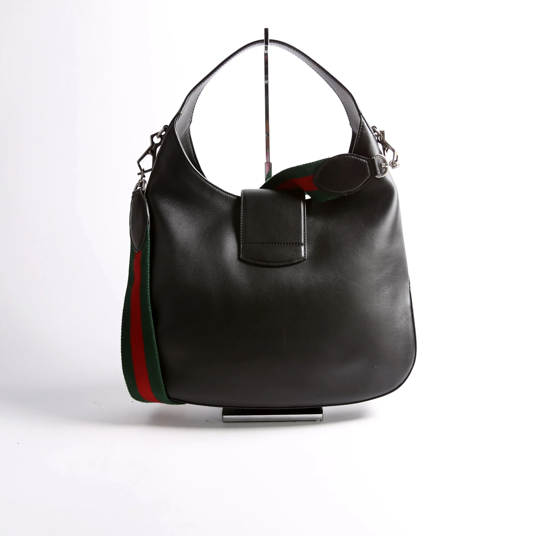 44687 Web Stripe Dionysus Leather Hobo Black - Image 2