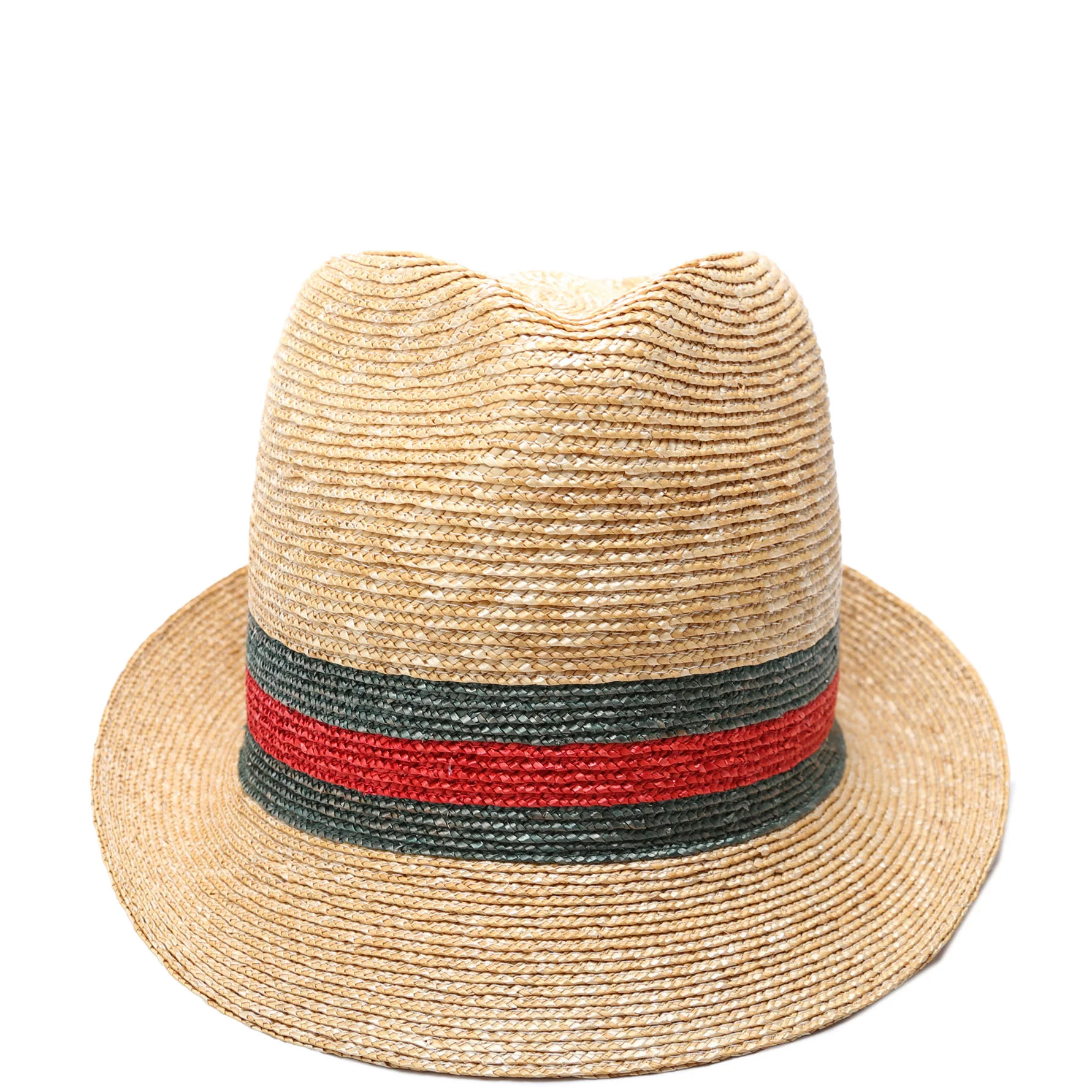 447364 Abaca Straw Wed Fedora Size Large Beige/Red/Green