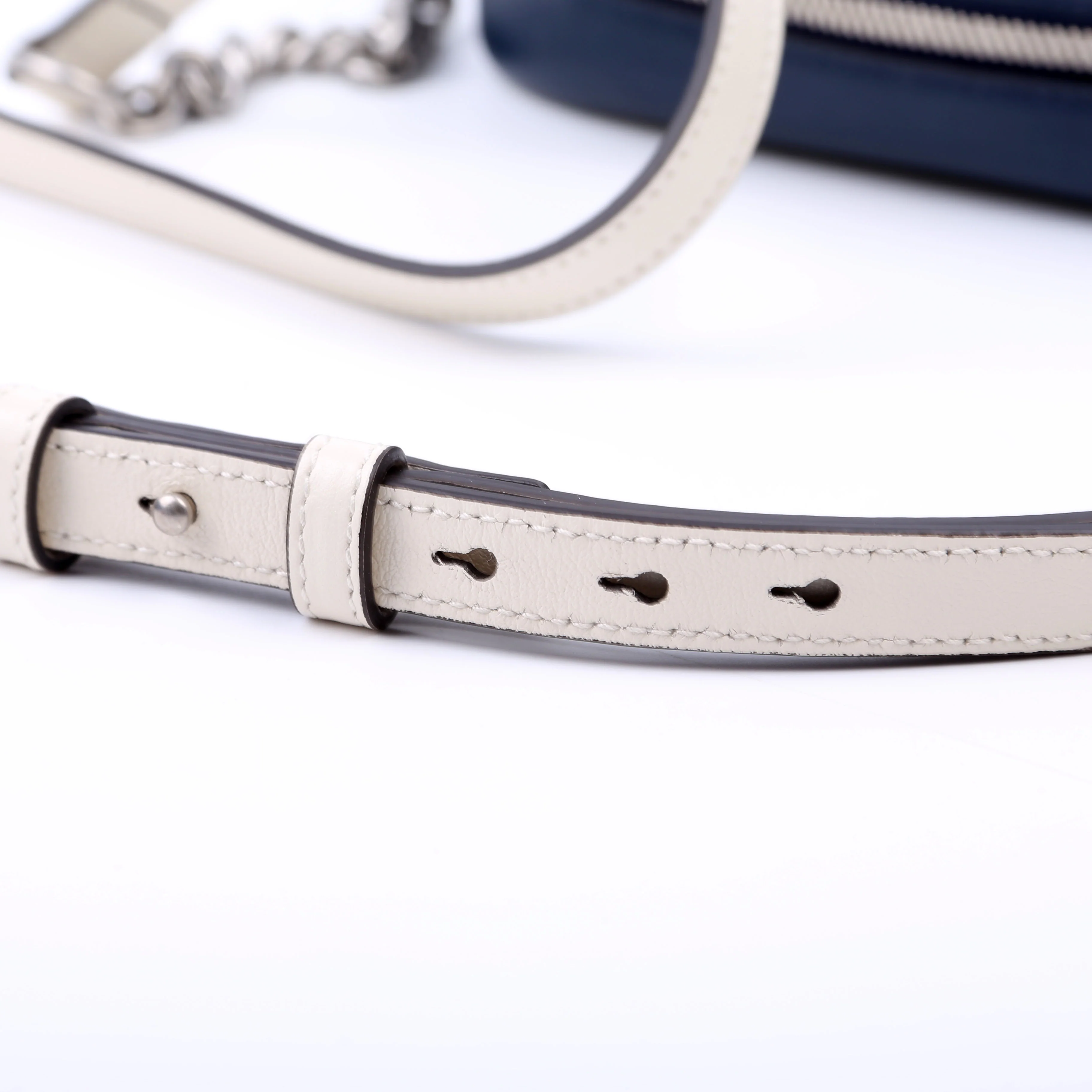 447632 Marmont Small Leather Camera Blue/White - Image 11