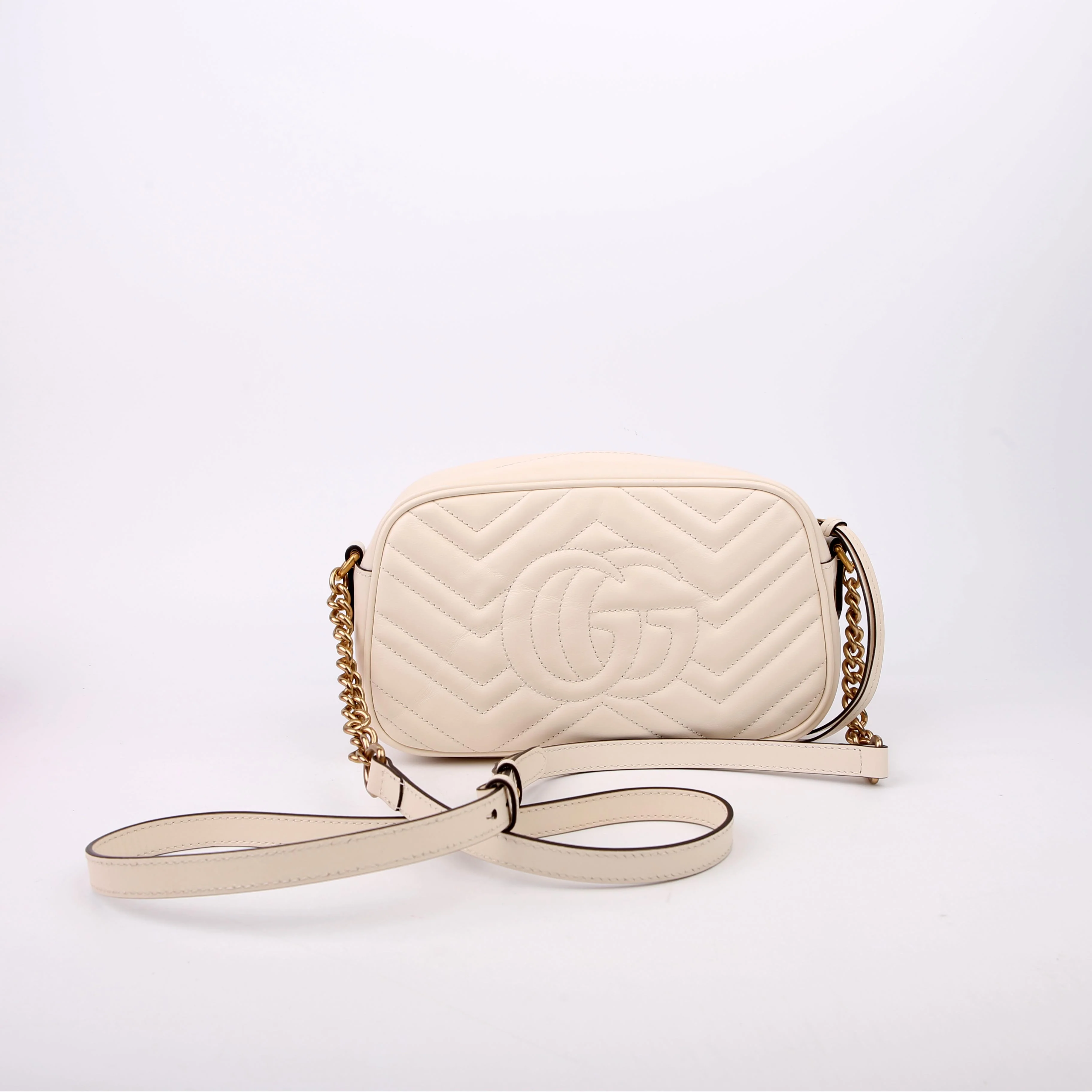 447632 Marmont Small Leather Camera White - Image 3