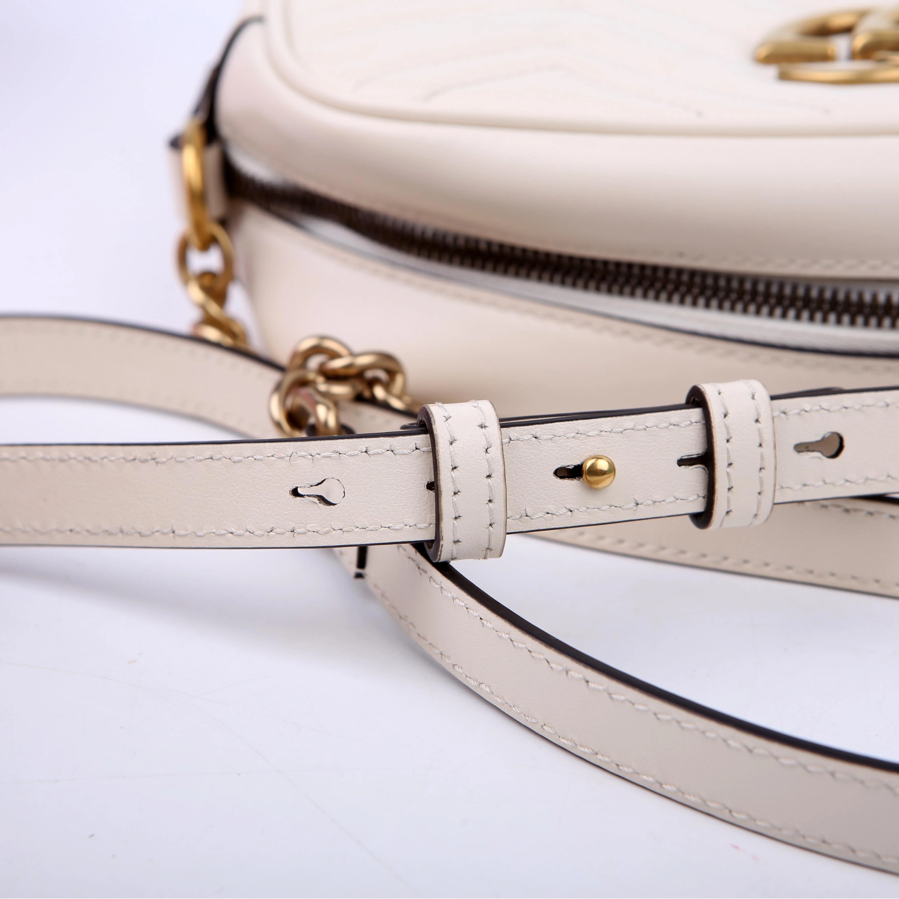 447632 Marmont Small Leather Camera White - Image 7