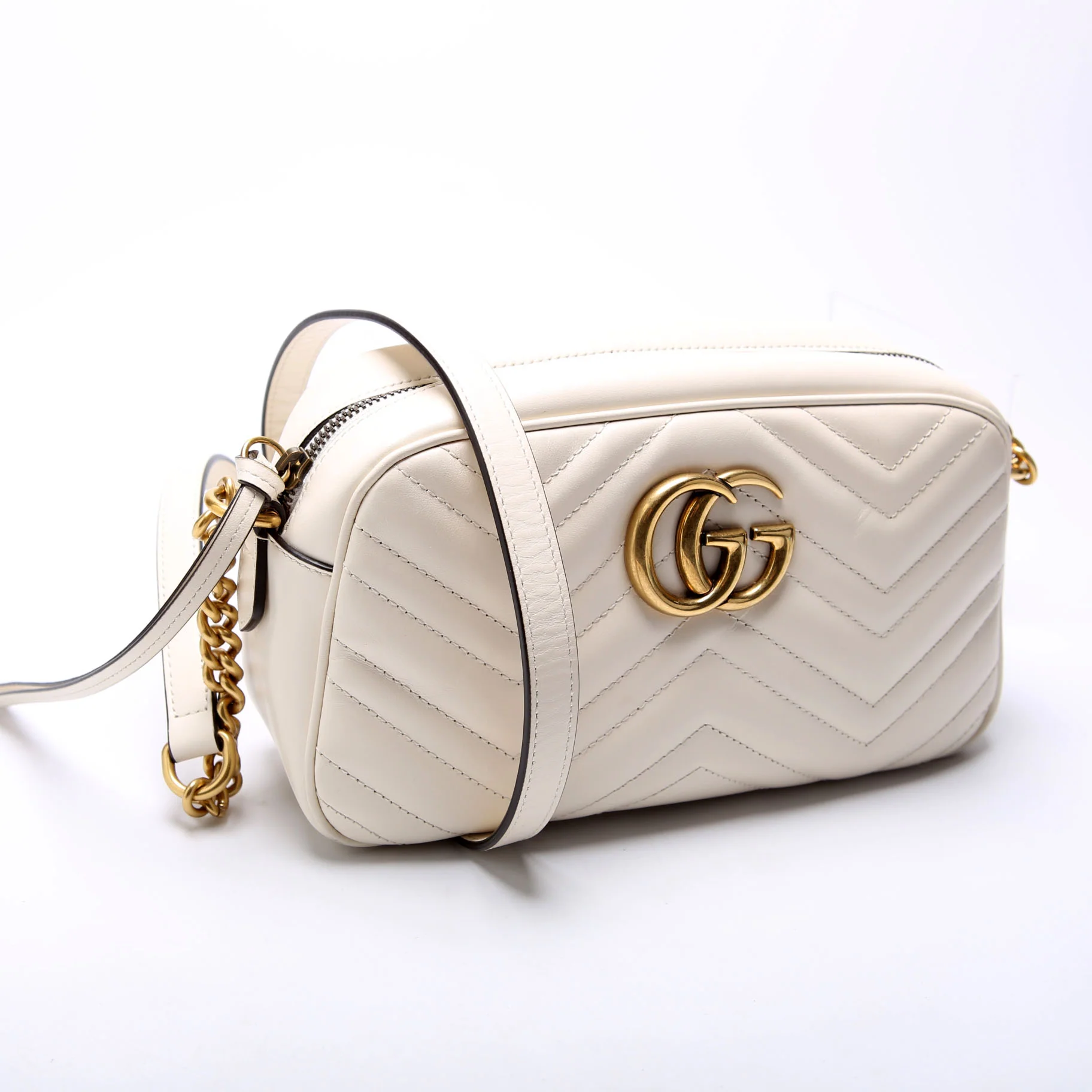 447632 Marmont Small Leather Camera White/Gold - Image 2