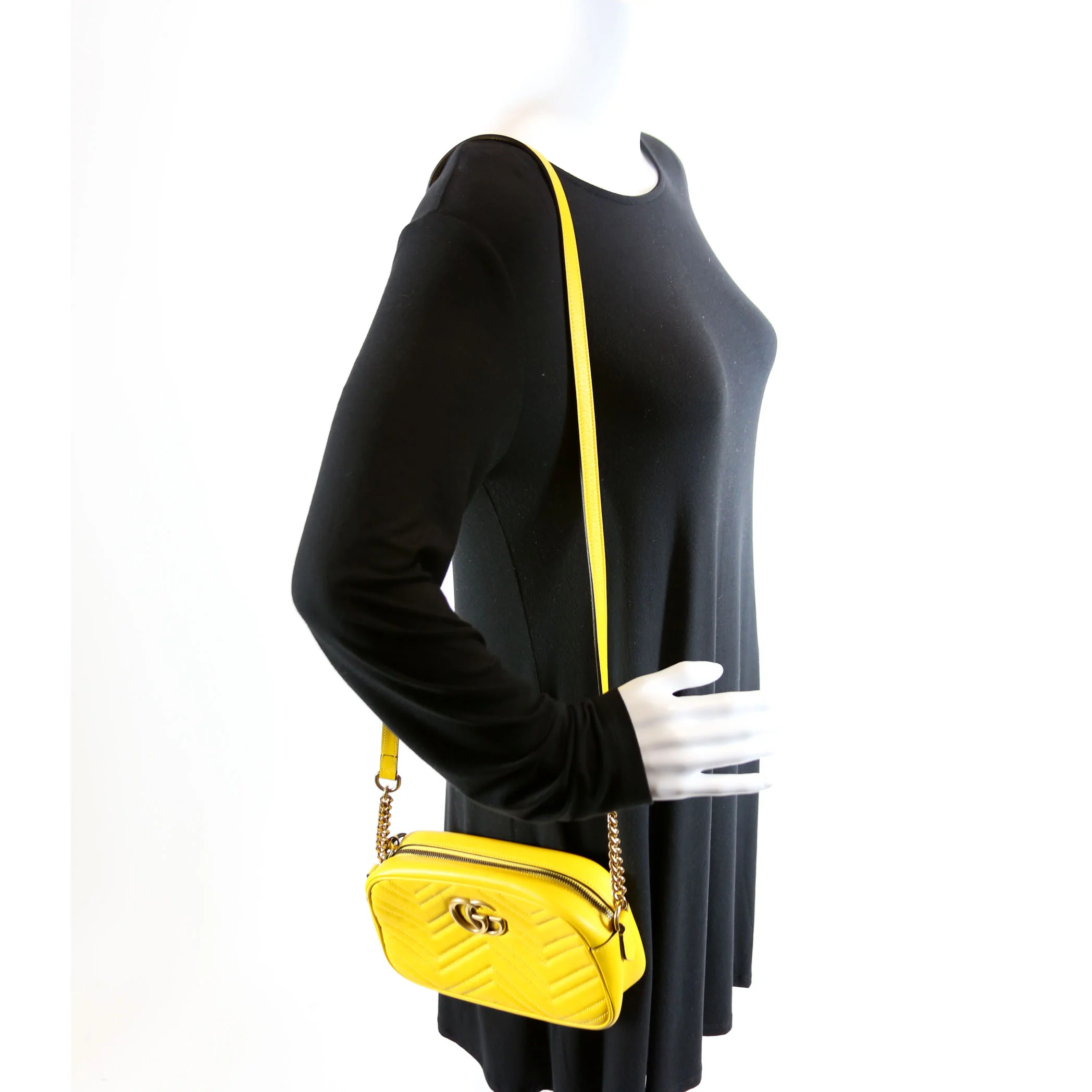 447632 Marmont Small Leather Camera Yellow - Image 12