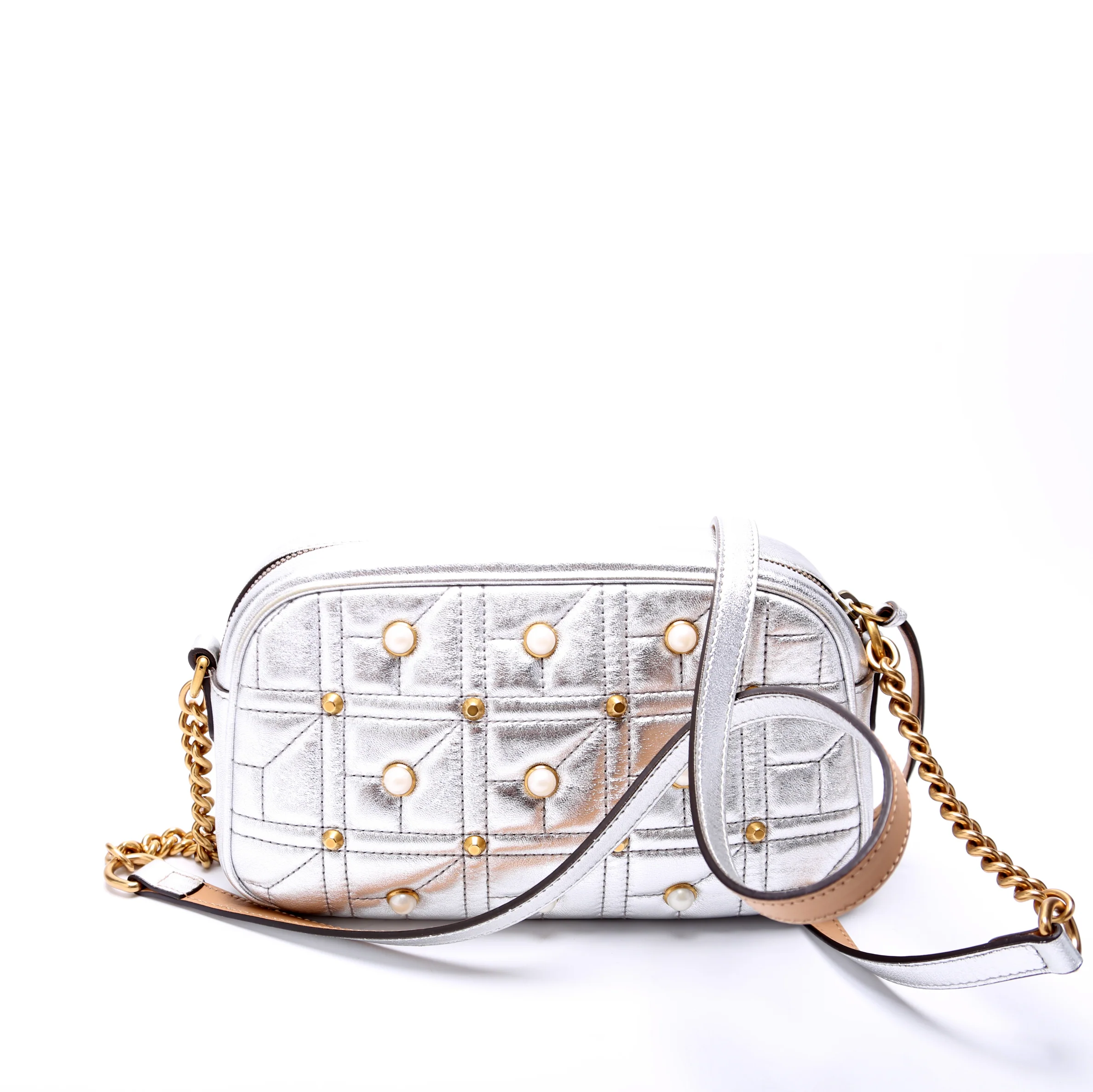 447632 Marmont Small Leather/Pearl Camera Silver - Image 3