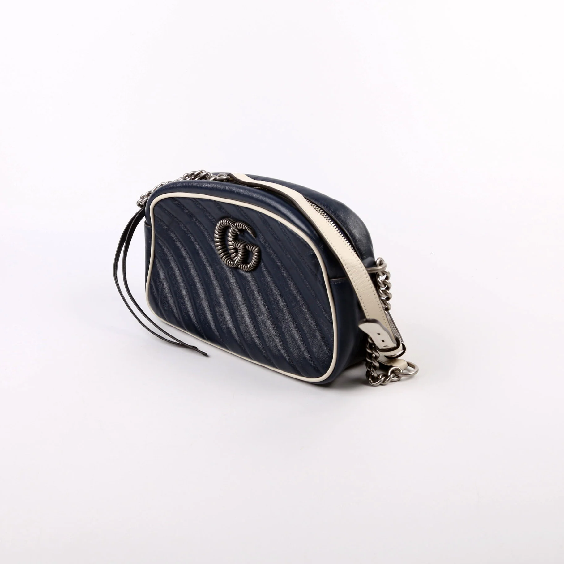 447632 Small Leather Camera Blue - Image 2