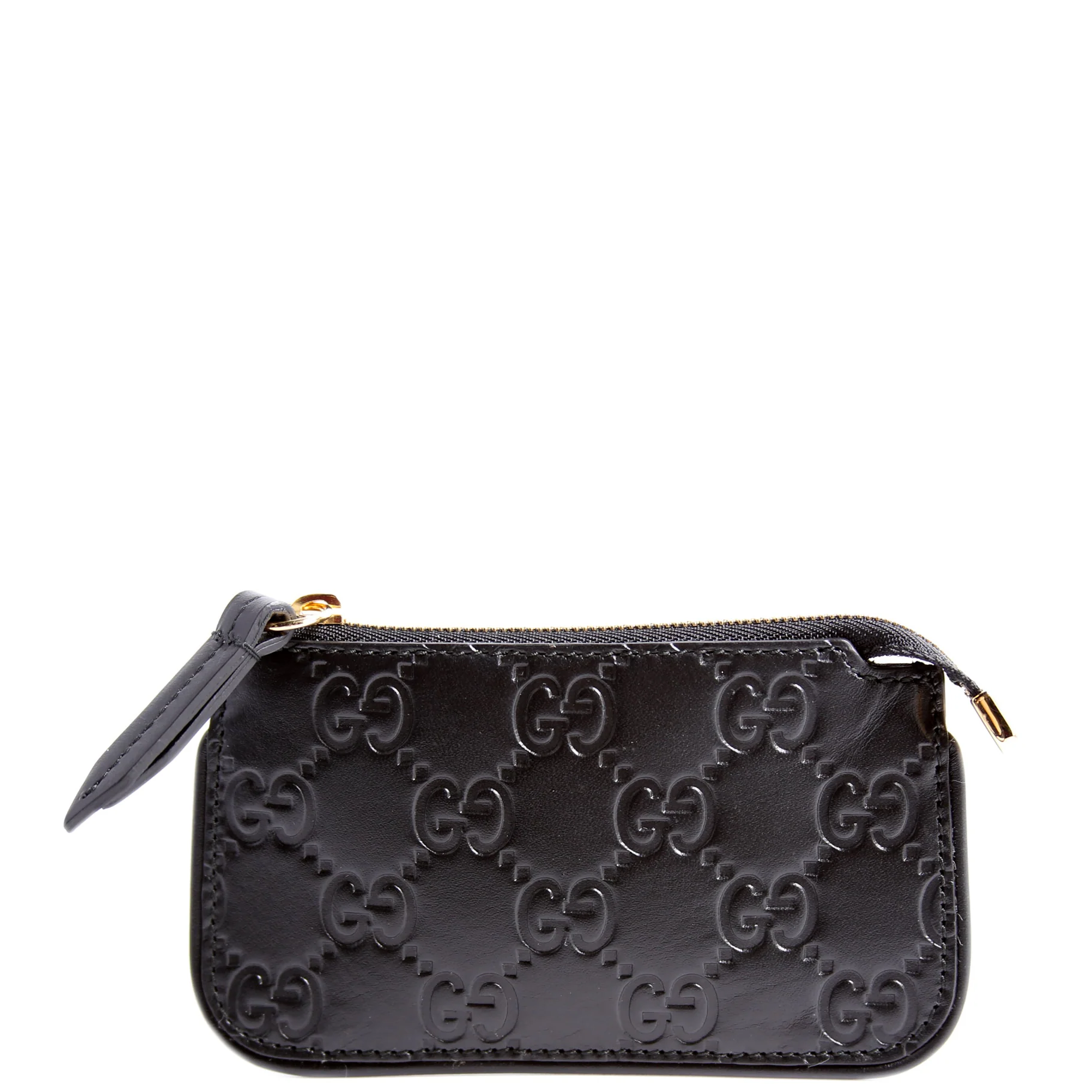 447964 GG Leather Key Pouch Black