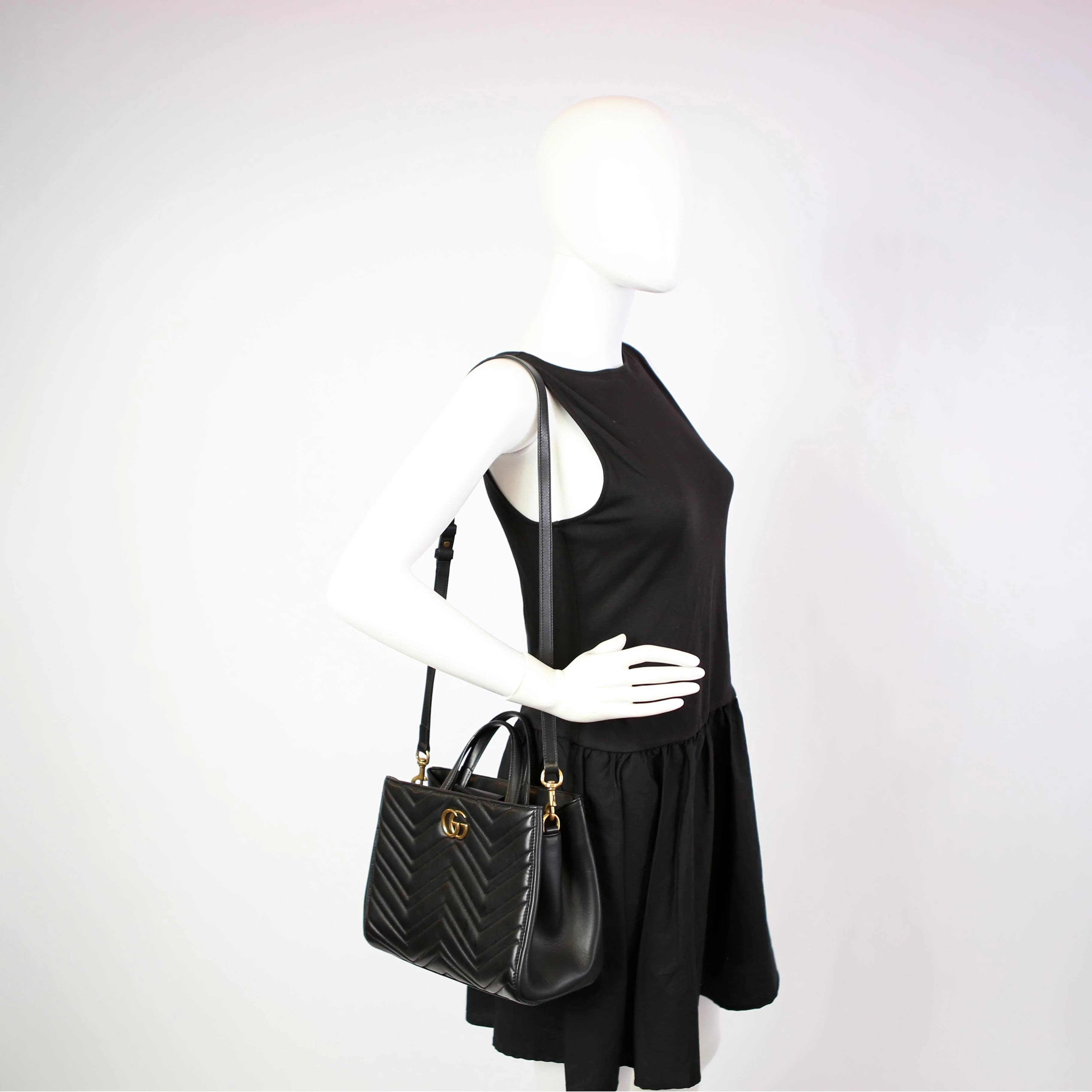 448054 Marmont Medium Top Handle Black - Image 14