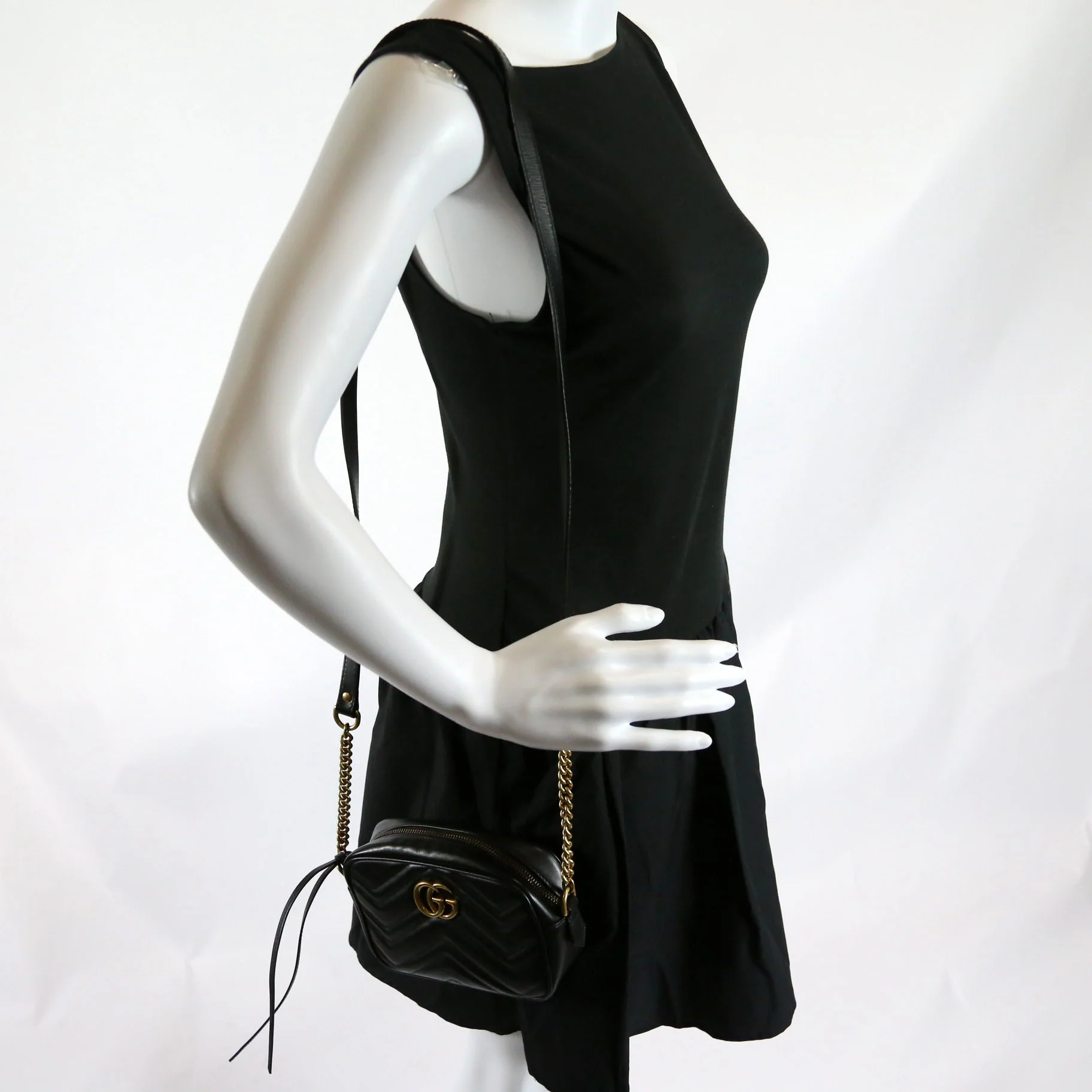448065 Marmont Mini Camera Bag Black - Image 8