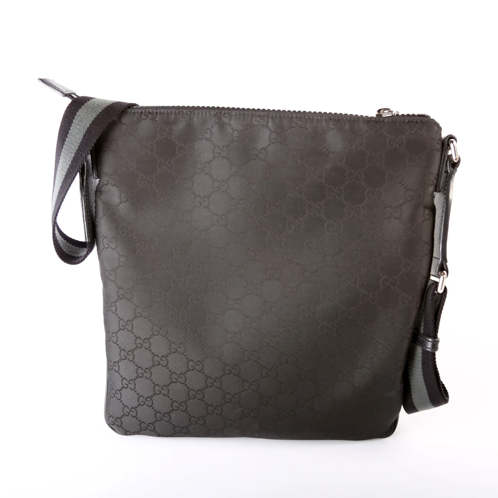 449184 GG Nylon Small Flat Messenger Black - Image 2