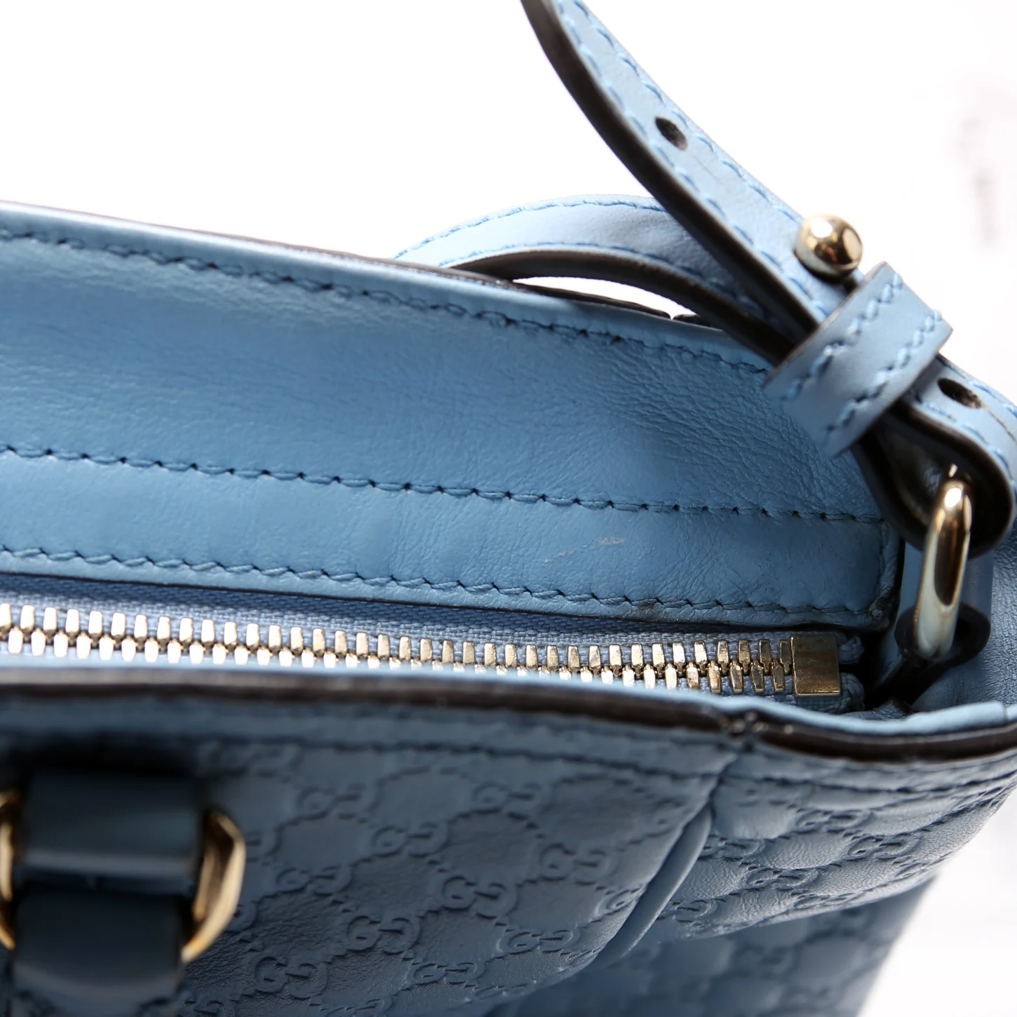 449241 Micro Guccissima Bree Small Tote Blue - Image 10