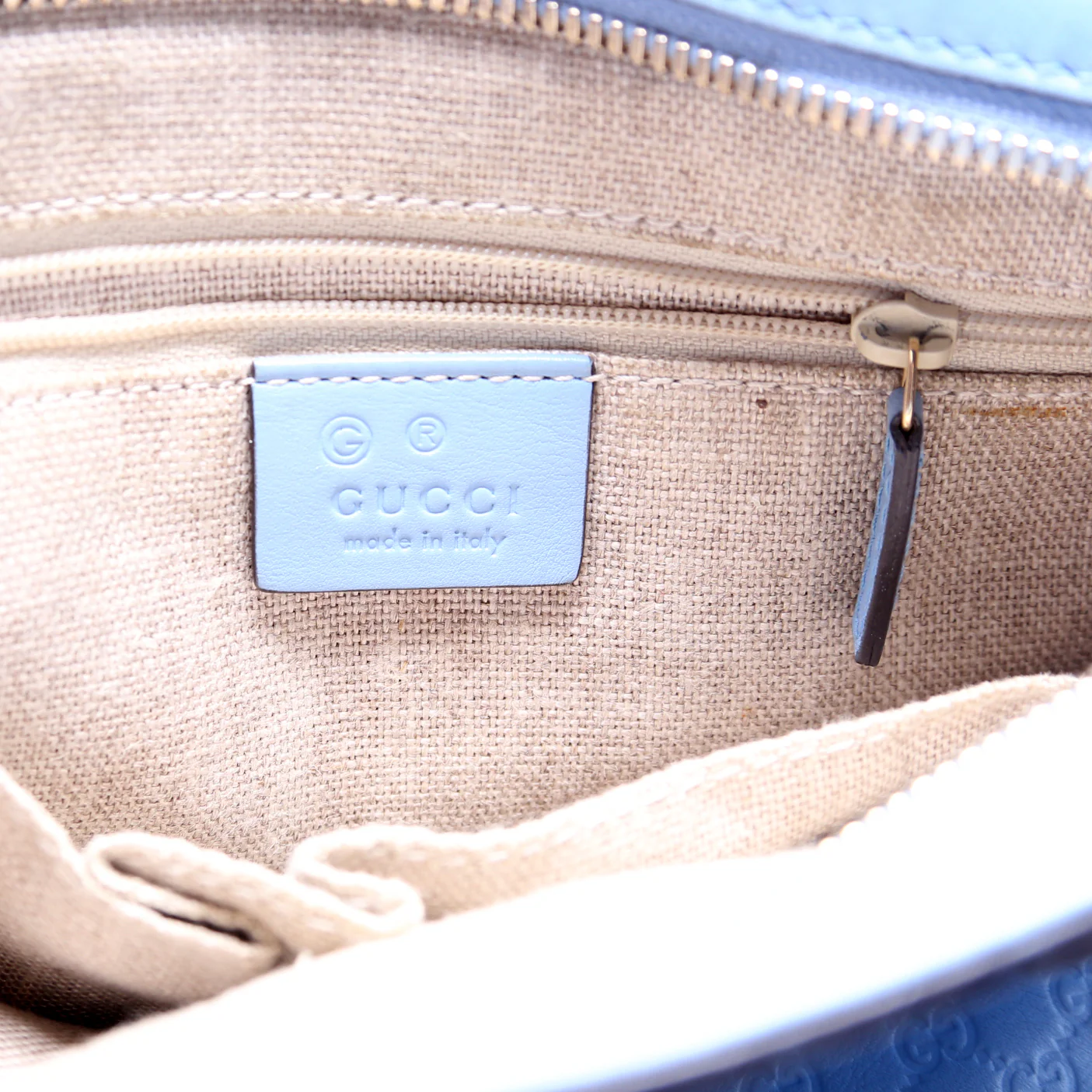 449241 Micro Guccissima Bree Small Tote Blue - Image 8