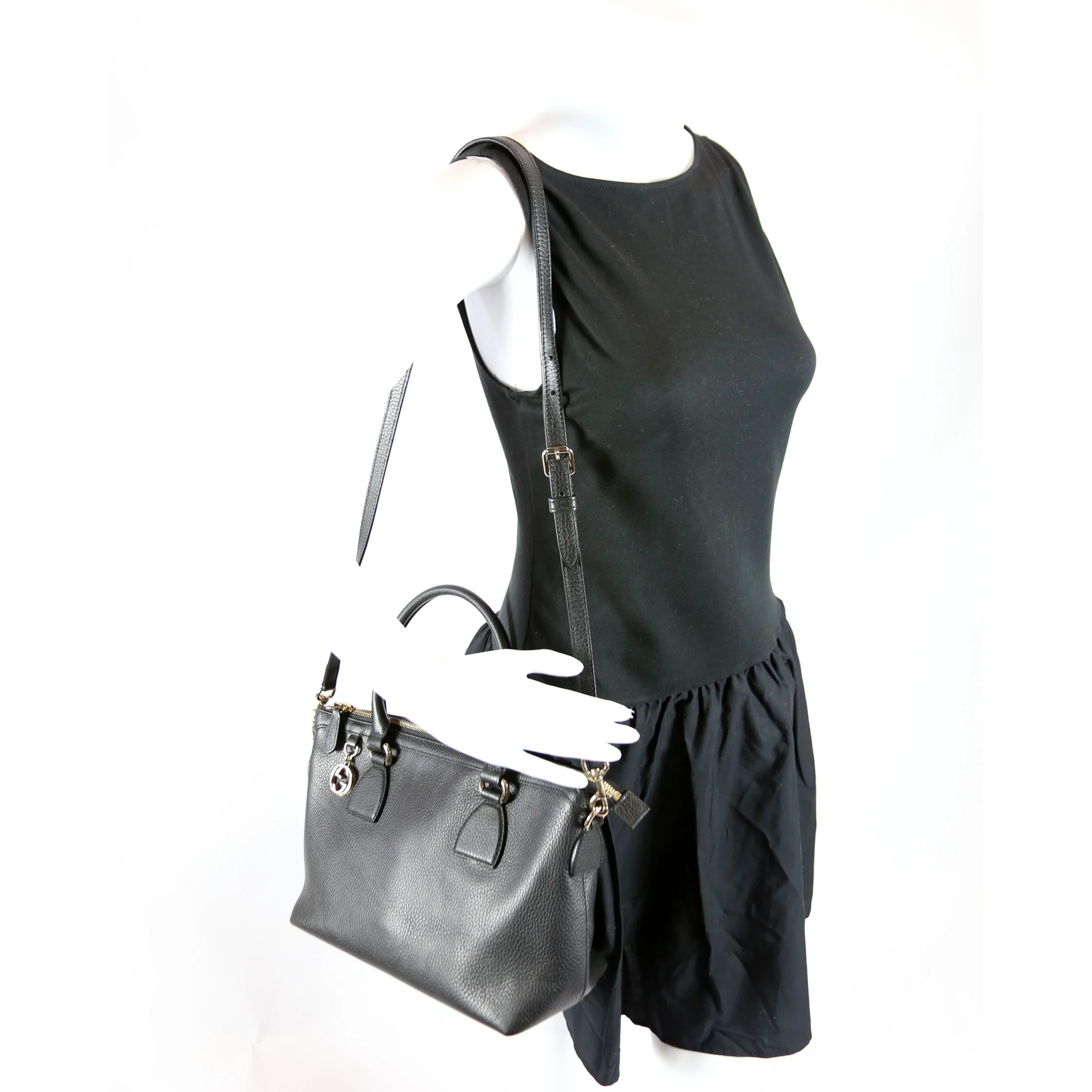 449659 GG Charm Satchel Black - Image 10