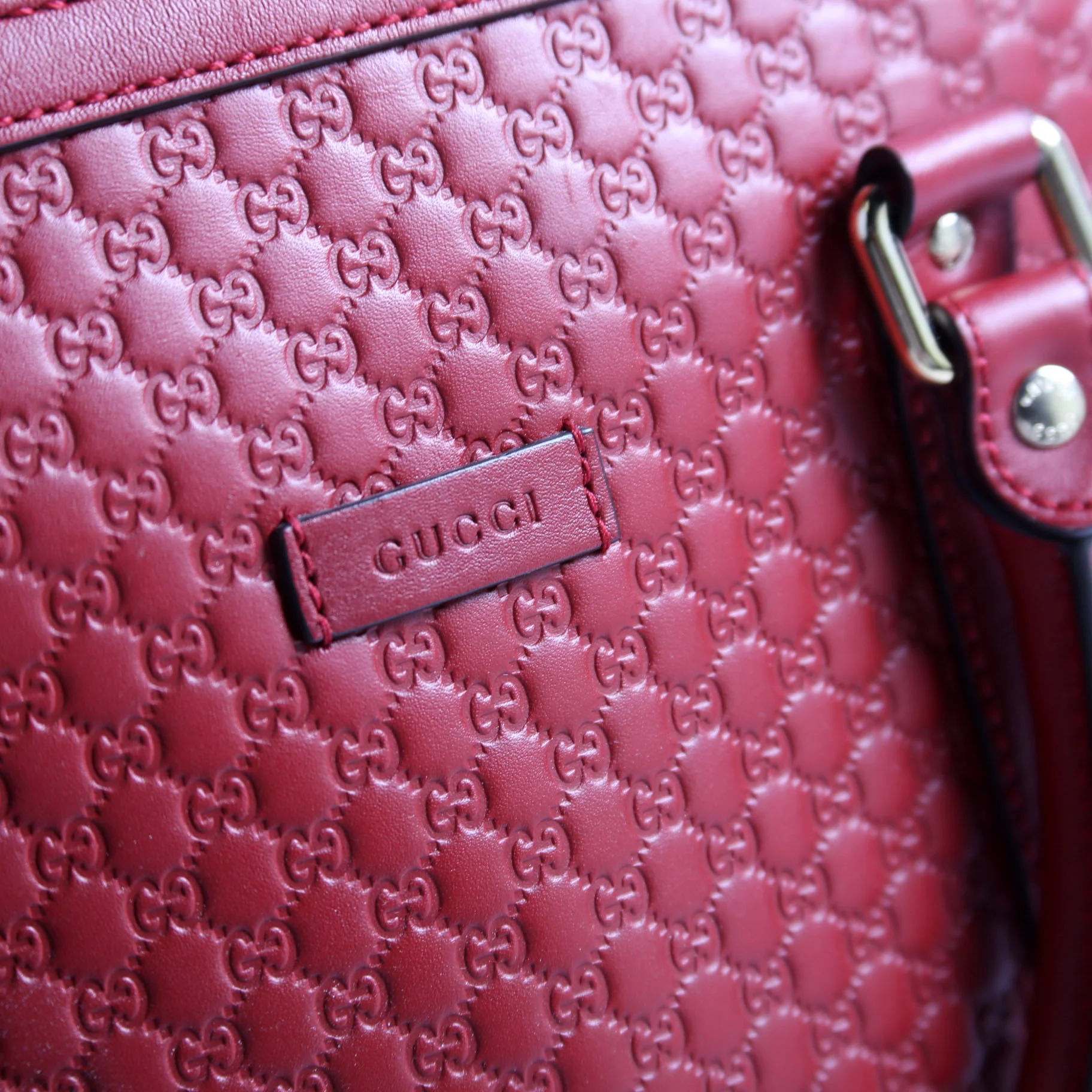 449663 Guccissima Dome Bag Medium Red - Image 6