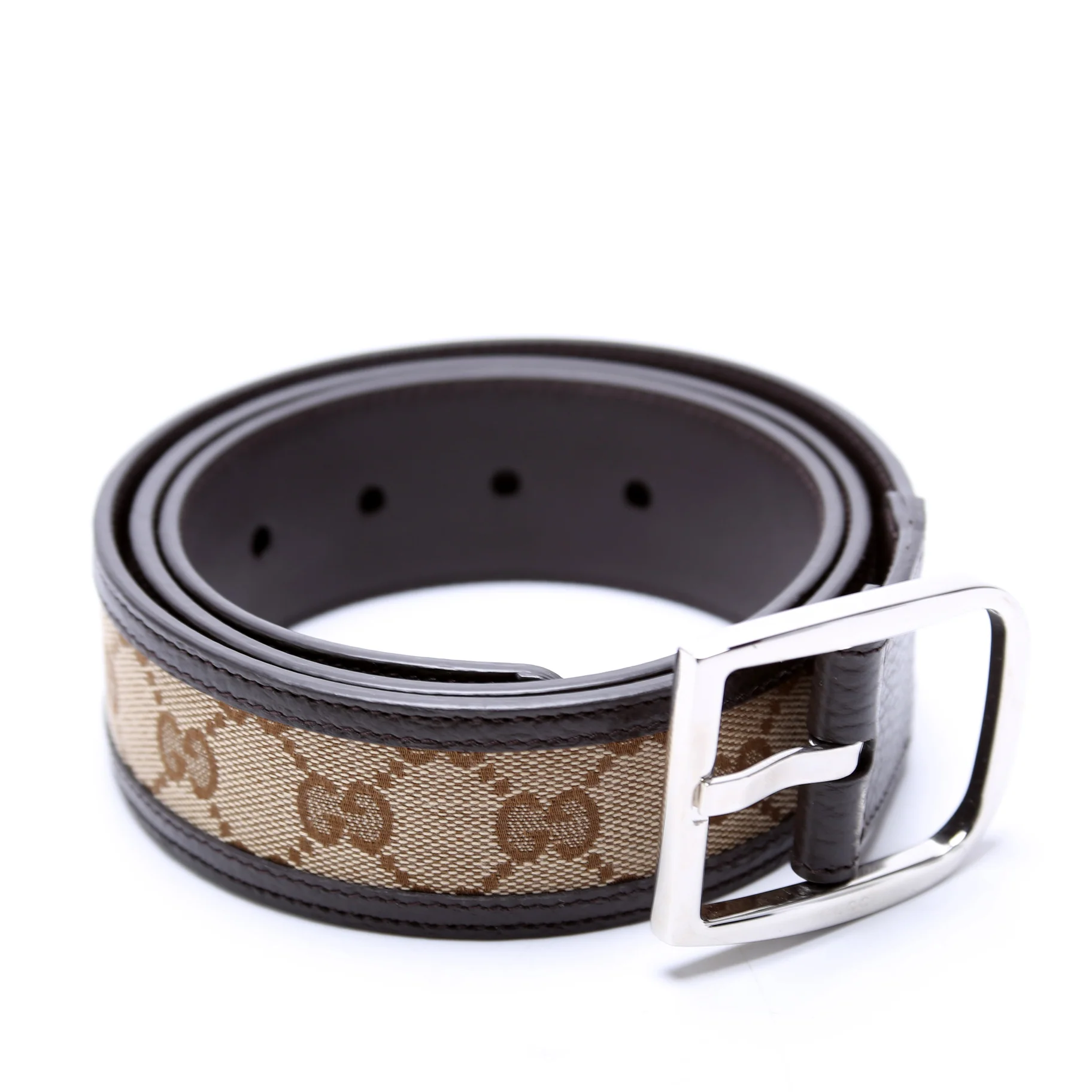 449716 GG Canvas Belt Size 95/38 Brown - Image 2