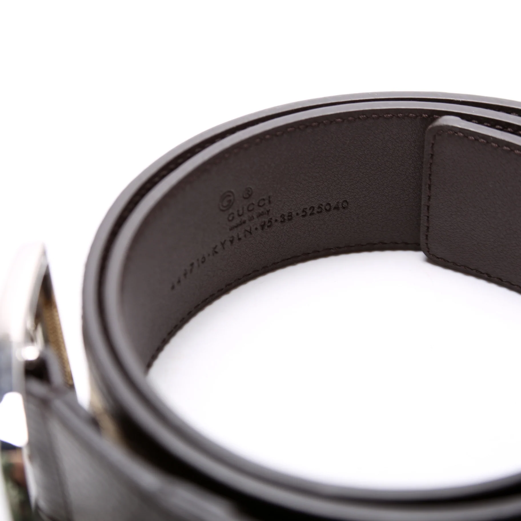 449716 GG Canvas Belt Size 95/38 Brown - Image 4