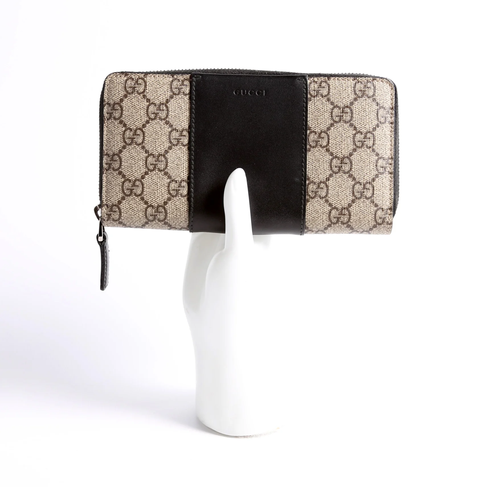 451249 GG Supreme/Leather Zip Around Wallet Beige/Black - Image 12