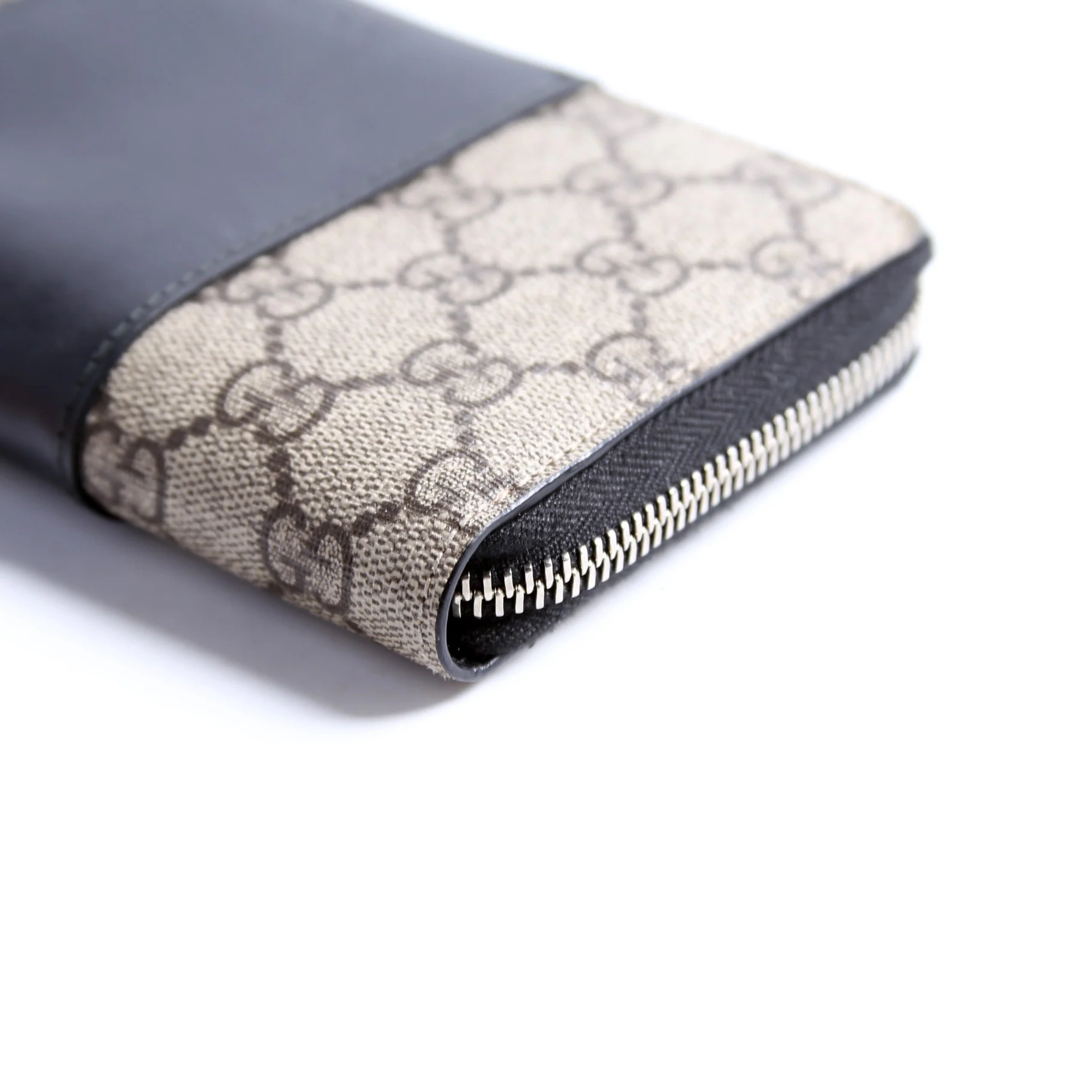451249 GG Supreme/Leather Zip Around Wallet Beige/Black - Image 7