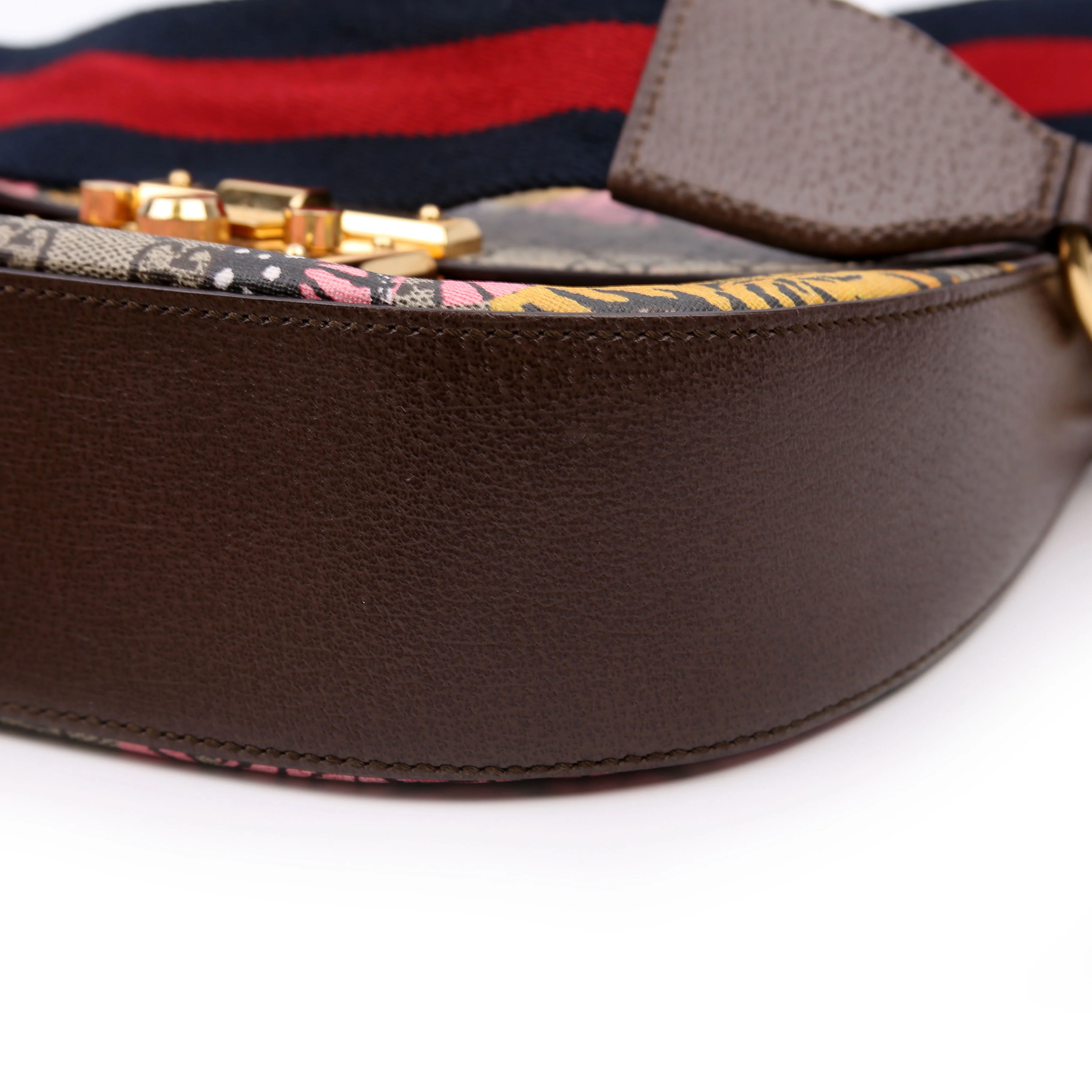 453189 GG Supreme Bengal Padlock Medium Messenger Brown - Image 7