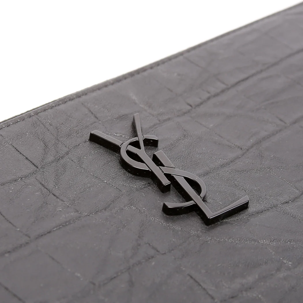 453249 Cassandre Crocodile Embossed Zipped Pouch Black - Image 6