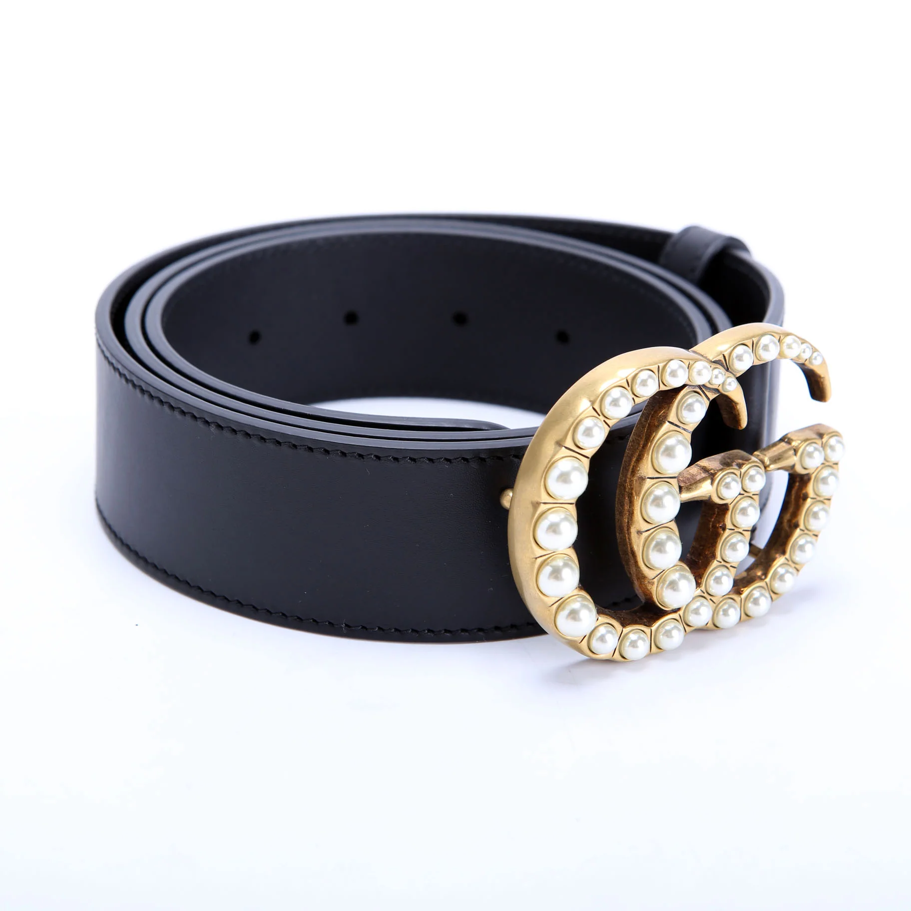 453260 GG Pearl Stud Belt Size 95/38 Black - Image 2
