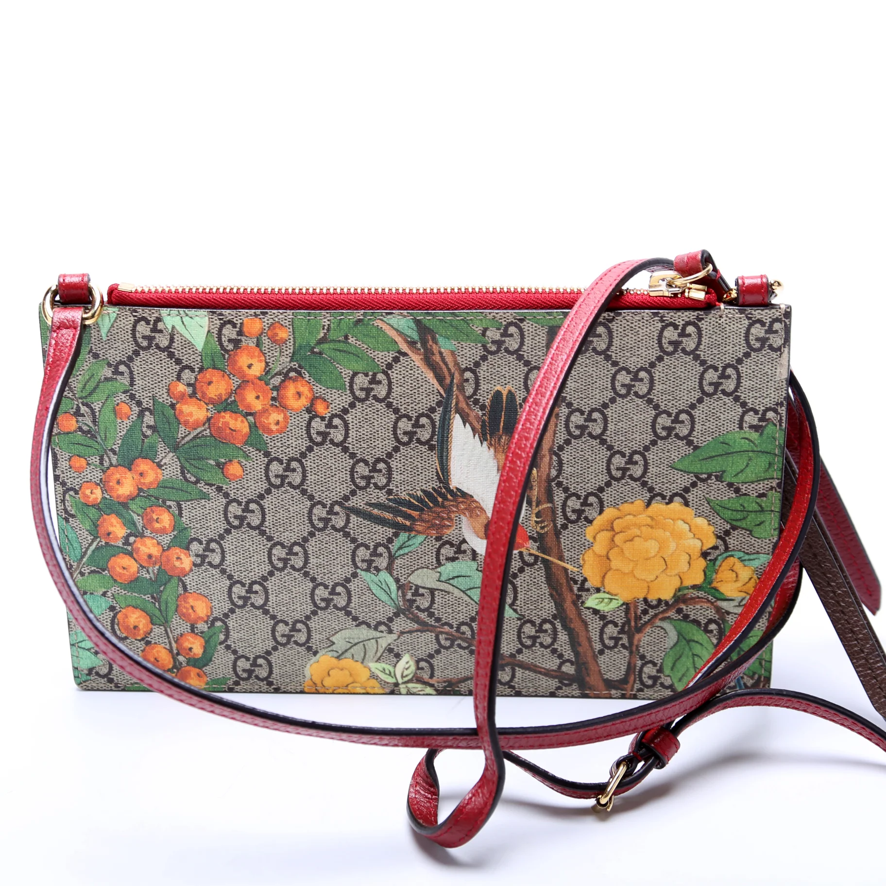 454111 GG Supreme Tian/Bengal Double Zip Shoulder Bag Red - Image 3