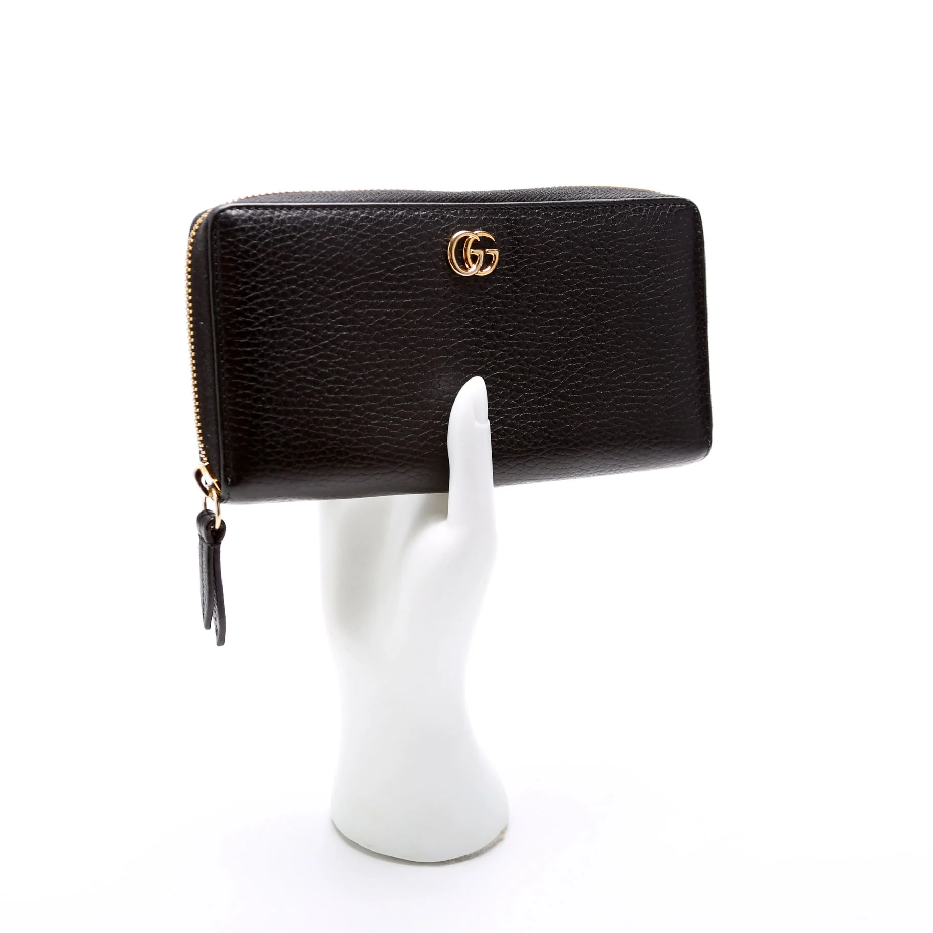 456117 GG Leather Zip Around Wallet Black - Image 8